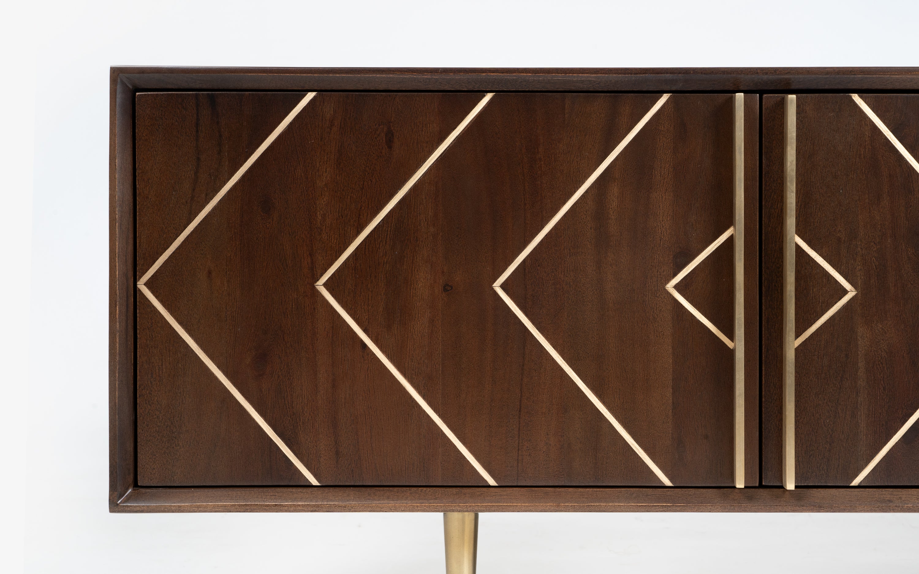 Toshi Gold TV Unit in Oak Wood with Storage - with white background - Orange Tree