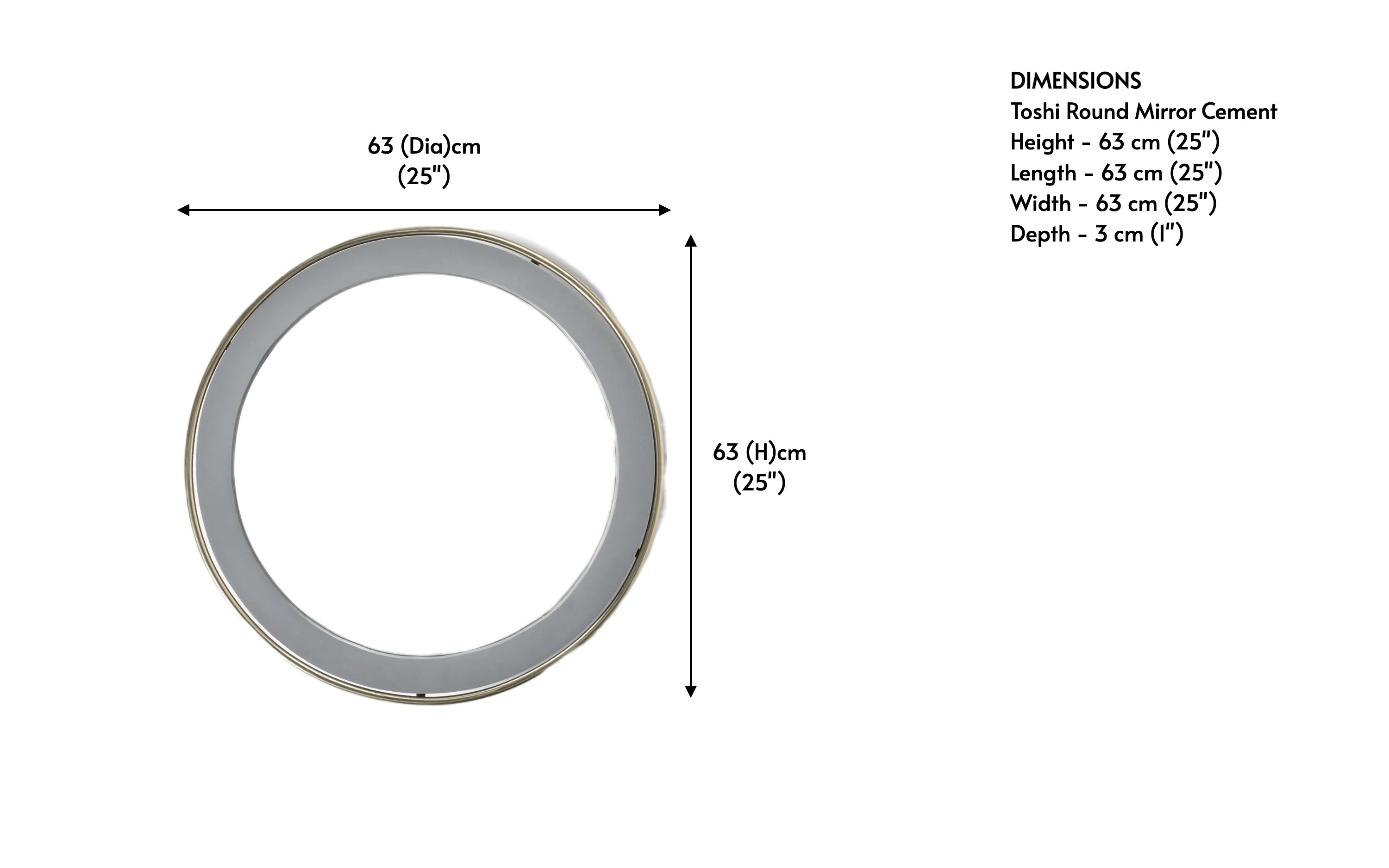 Buy Toshi Round Mirror Cement | Round Wall Mirror Decor - Close shot - from right angle - Orange Tree