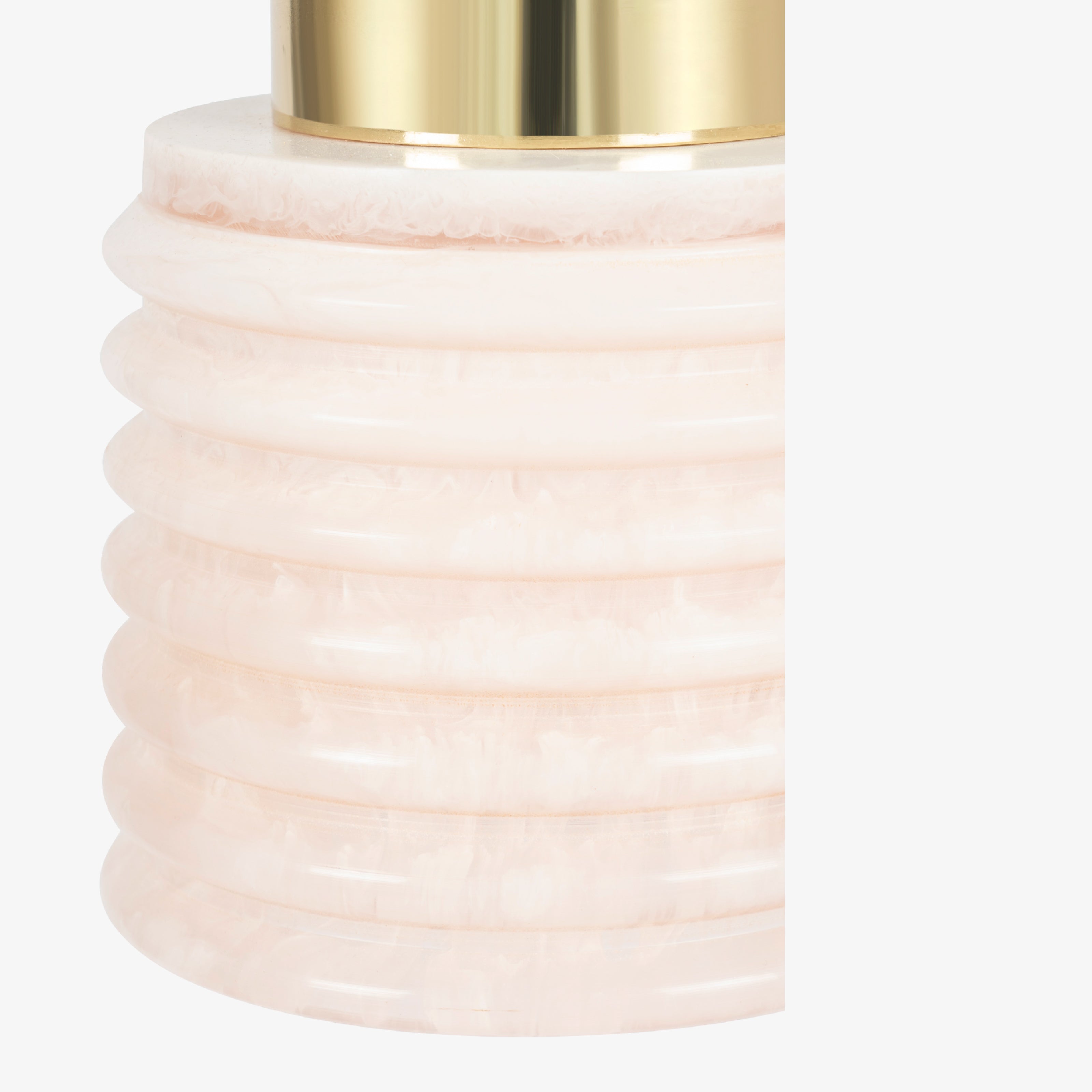 Close up of ribbed opal resin pendant light shade for modern hanging lights