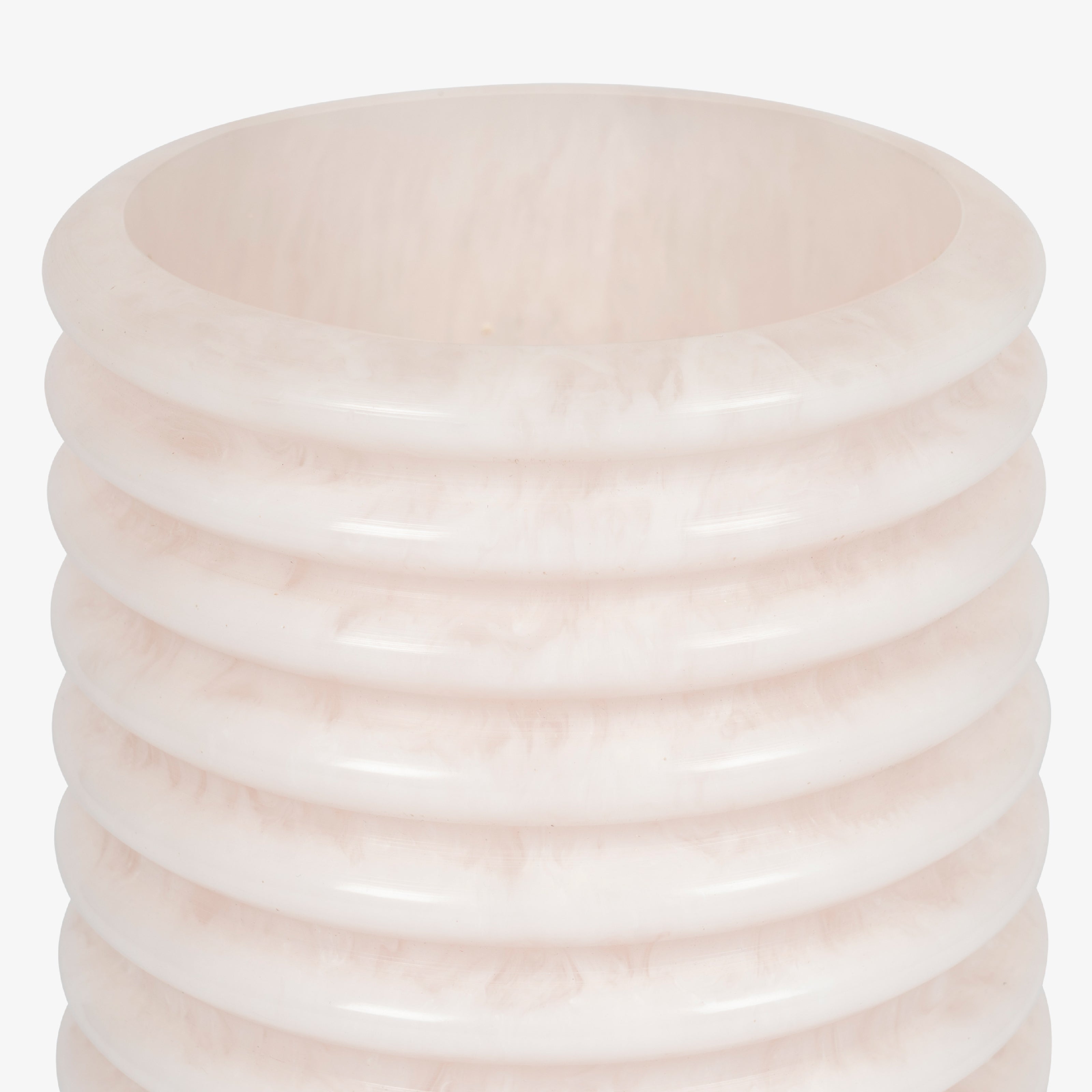 Focused view of the translucent material used in these modern side table lamp designs.