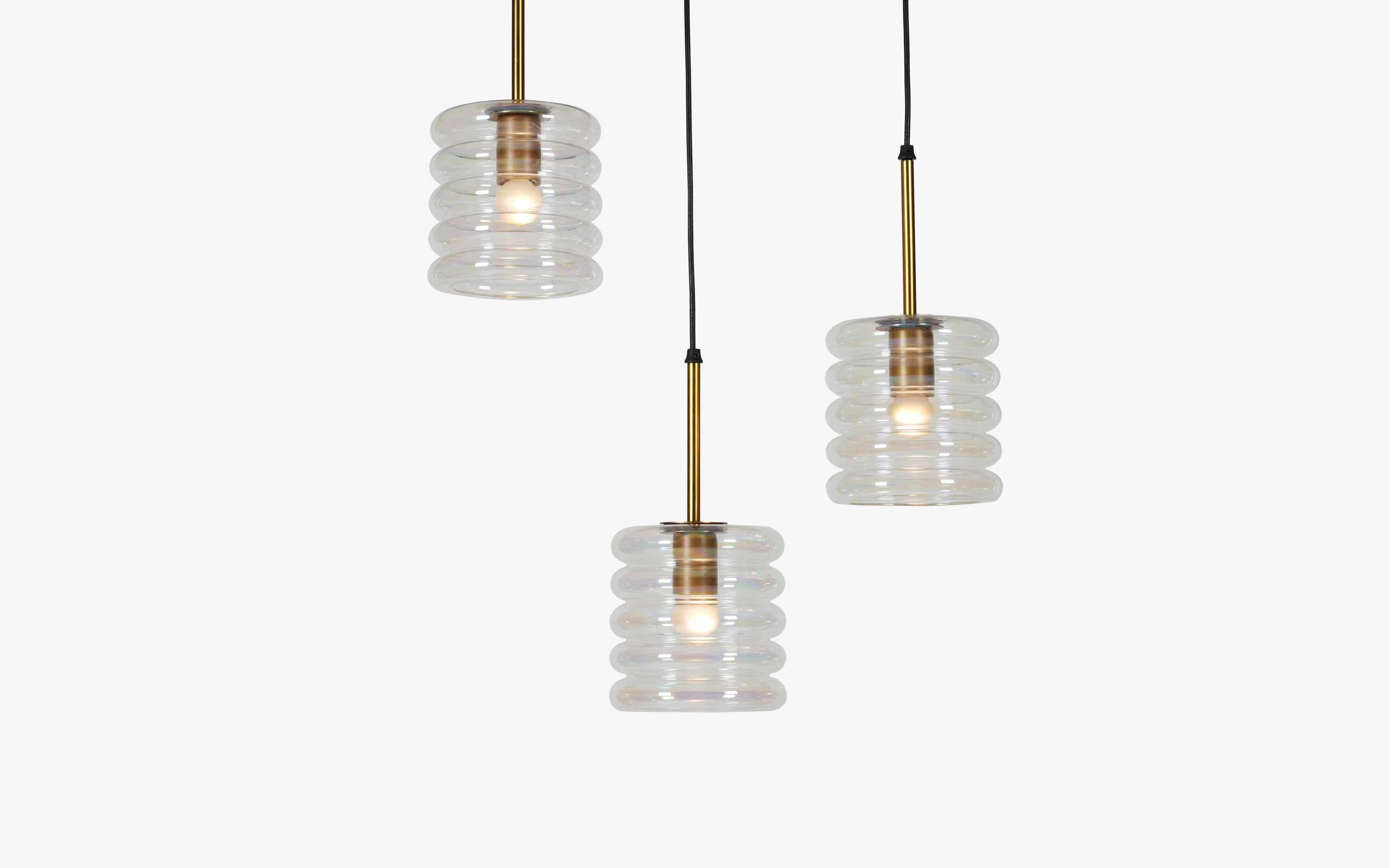 Unio Cluster Round Glass Hanging Lamp Set of 3 | Brass Finished - with white background - Orange Tree