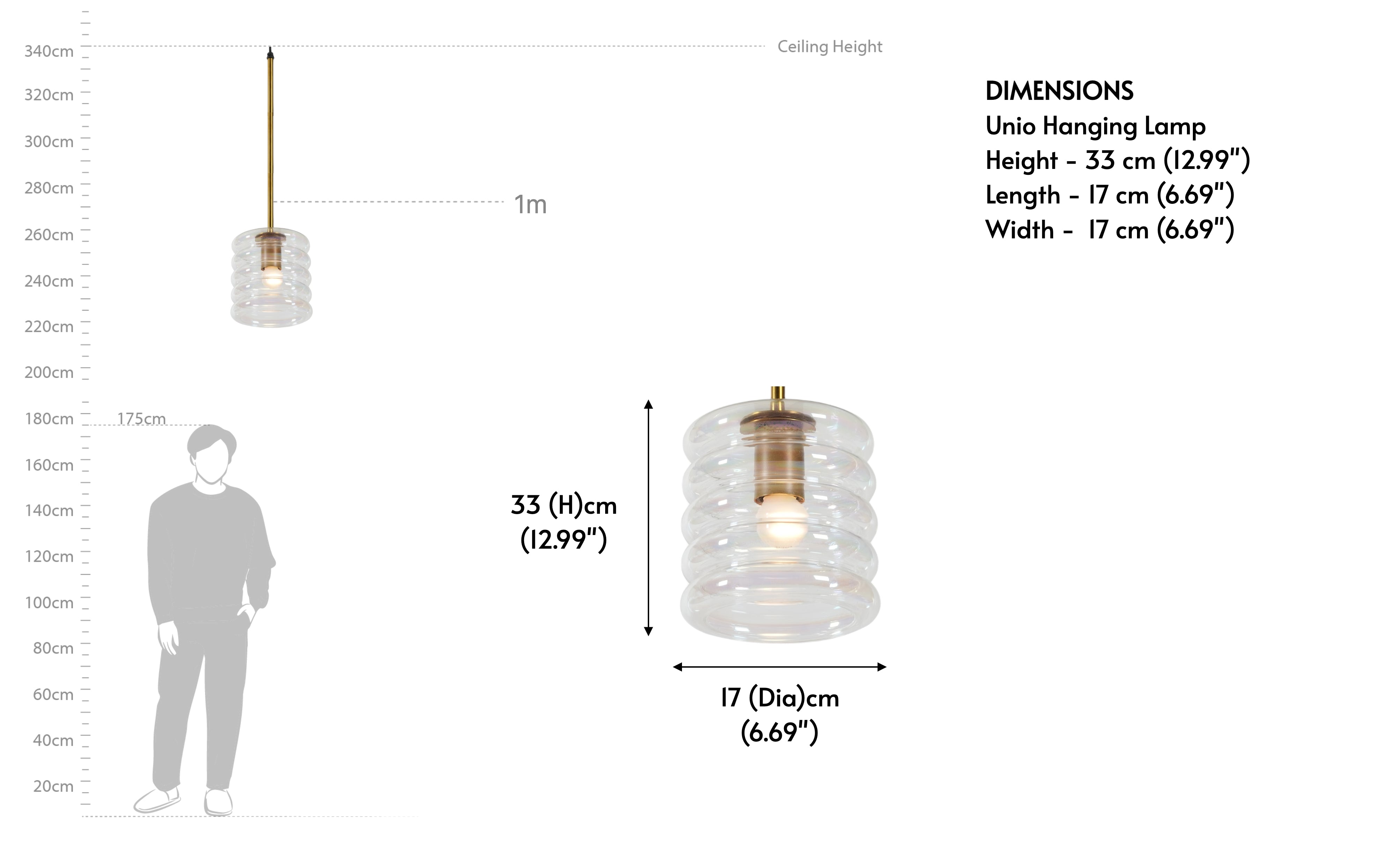 Buy Unio Cylindrical Glass Hanging Lamp | Brass Finished Metal - Close shot - from right angle - Orange Tree