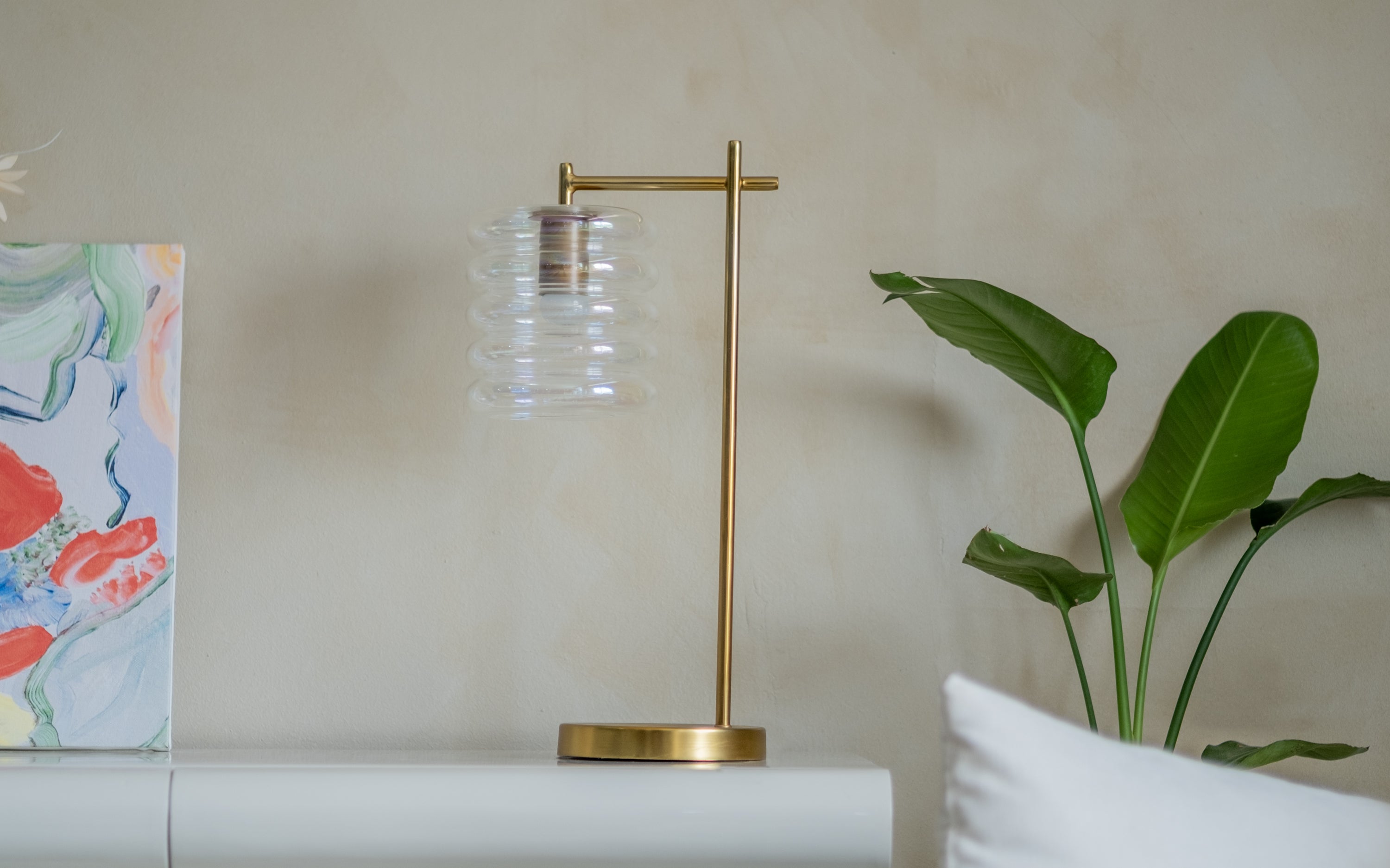 Unio Table Lamp | Rainbow Glass & Brass Mild Steel - Orange Tree