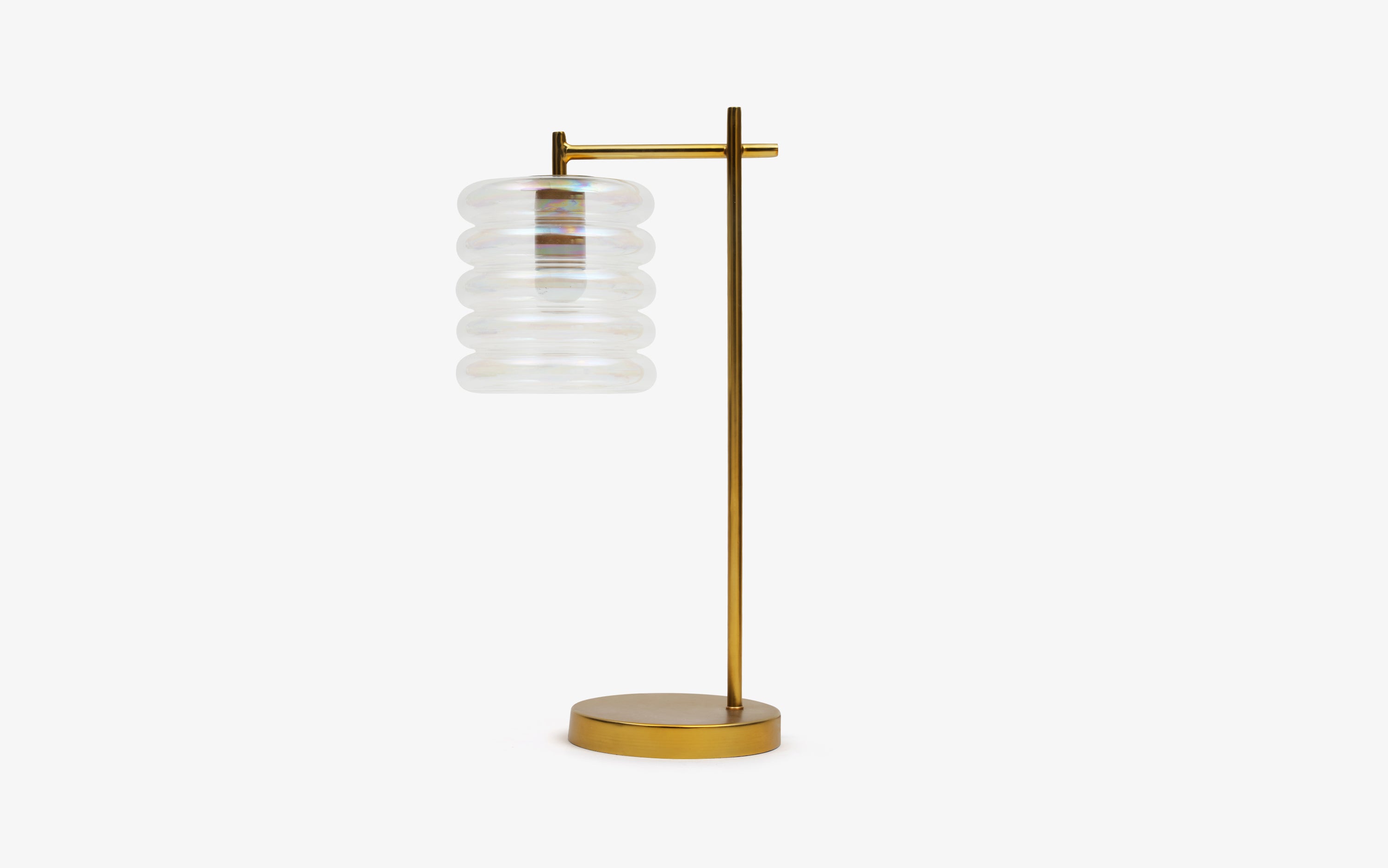 Unio Table Lamp | Rainbow Glass & Brass Mild Steel - with white background - Orange Tree