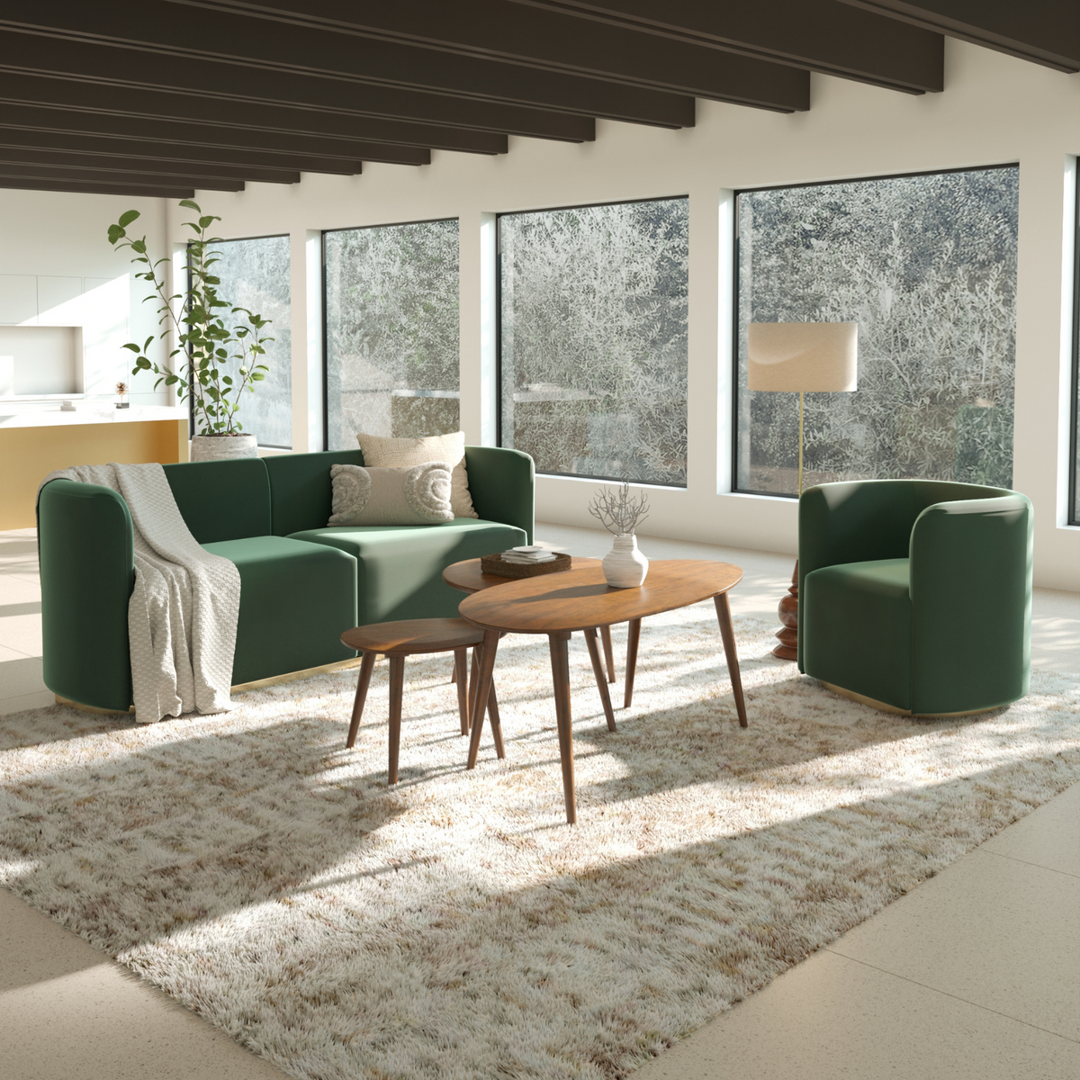 Vivian Three Seater Sofa Royal Green