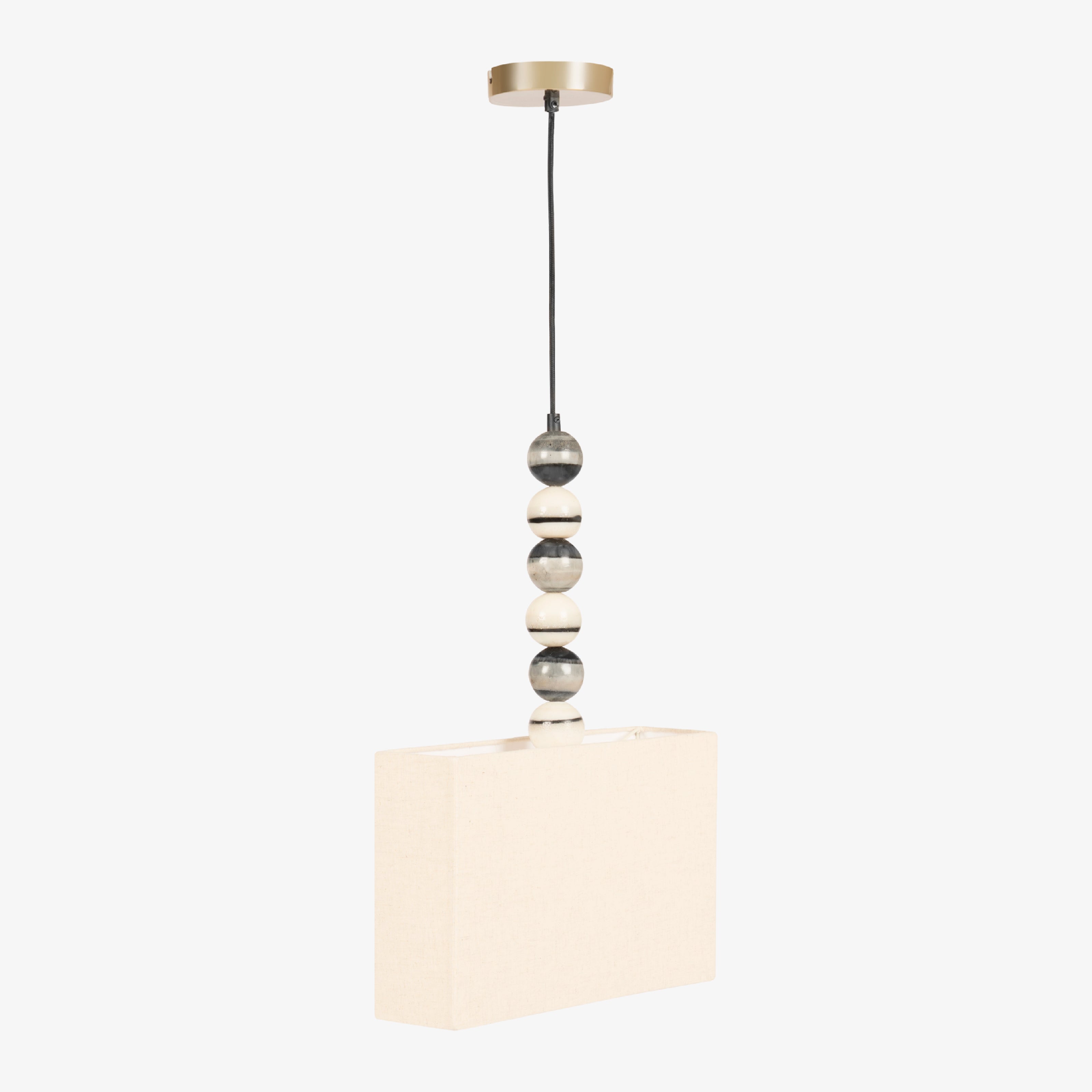 Minimalist pendant lighting with stacked earth-tone beads, suitable for hanging lights for bedroom or room decor lights.