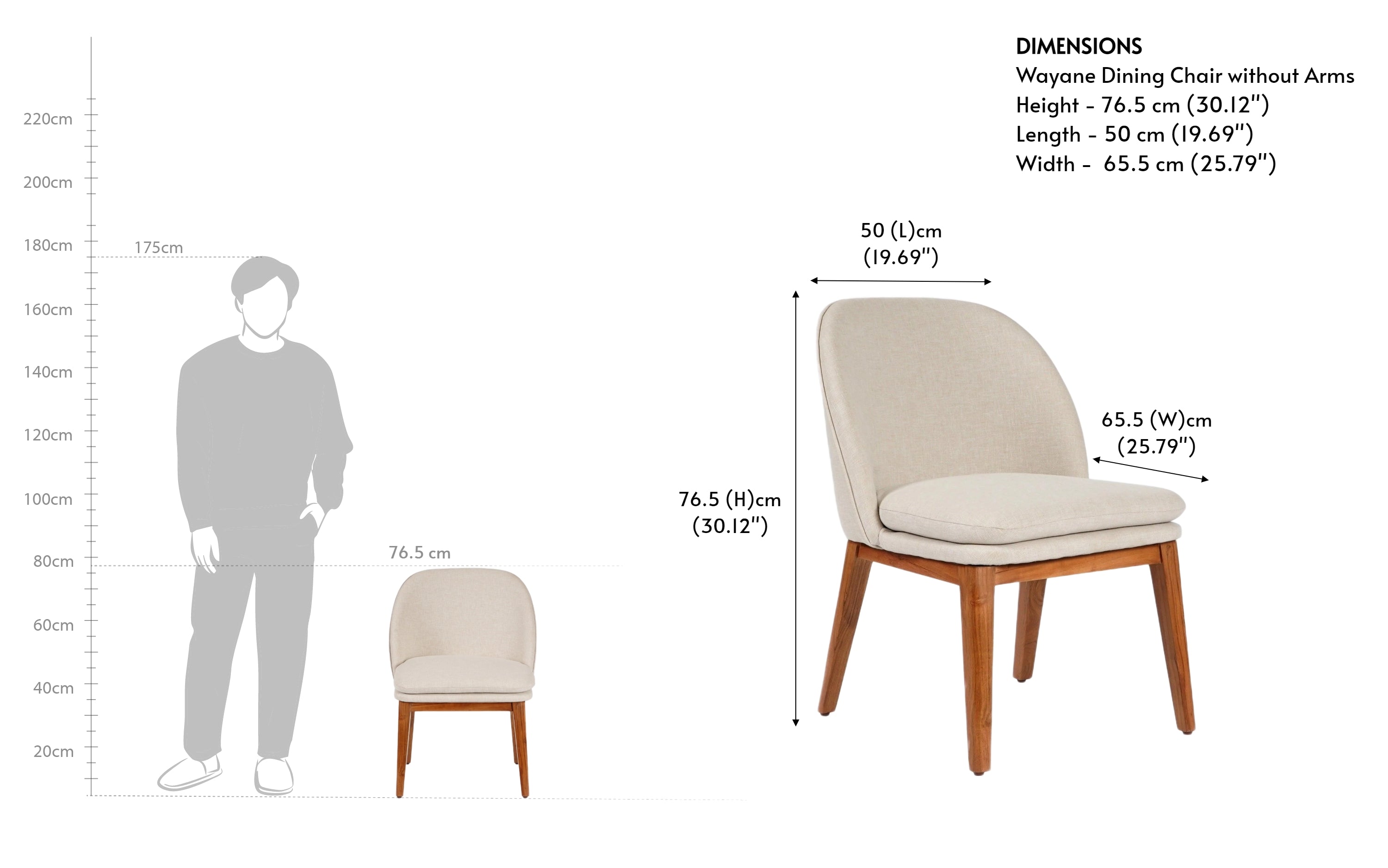 Wayane White Wooden Dining Chair without Arms: Acacia Wood - Close shot - Orange Tree
