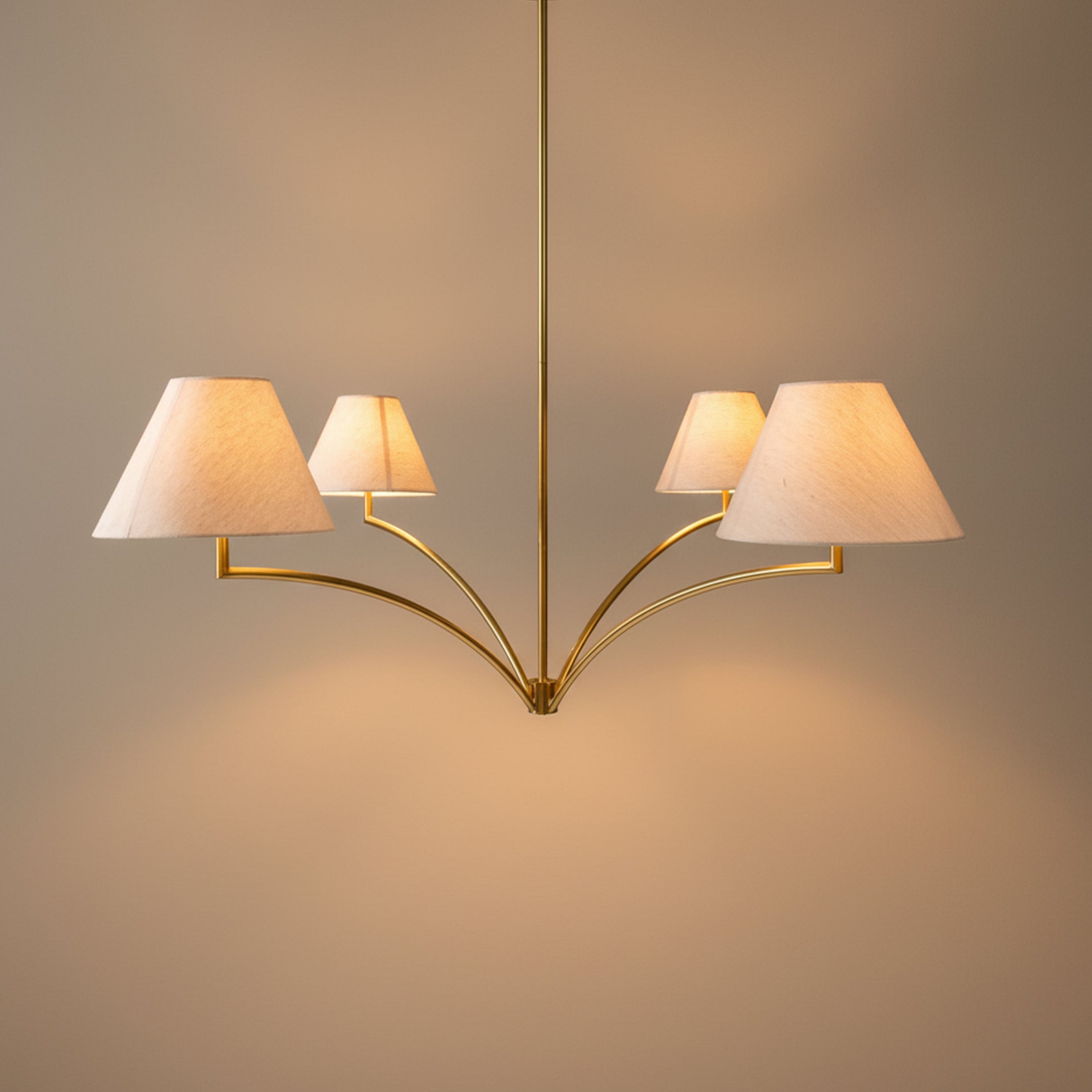 Brass chandelier with linen shades hanging light for living room