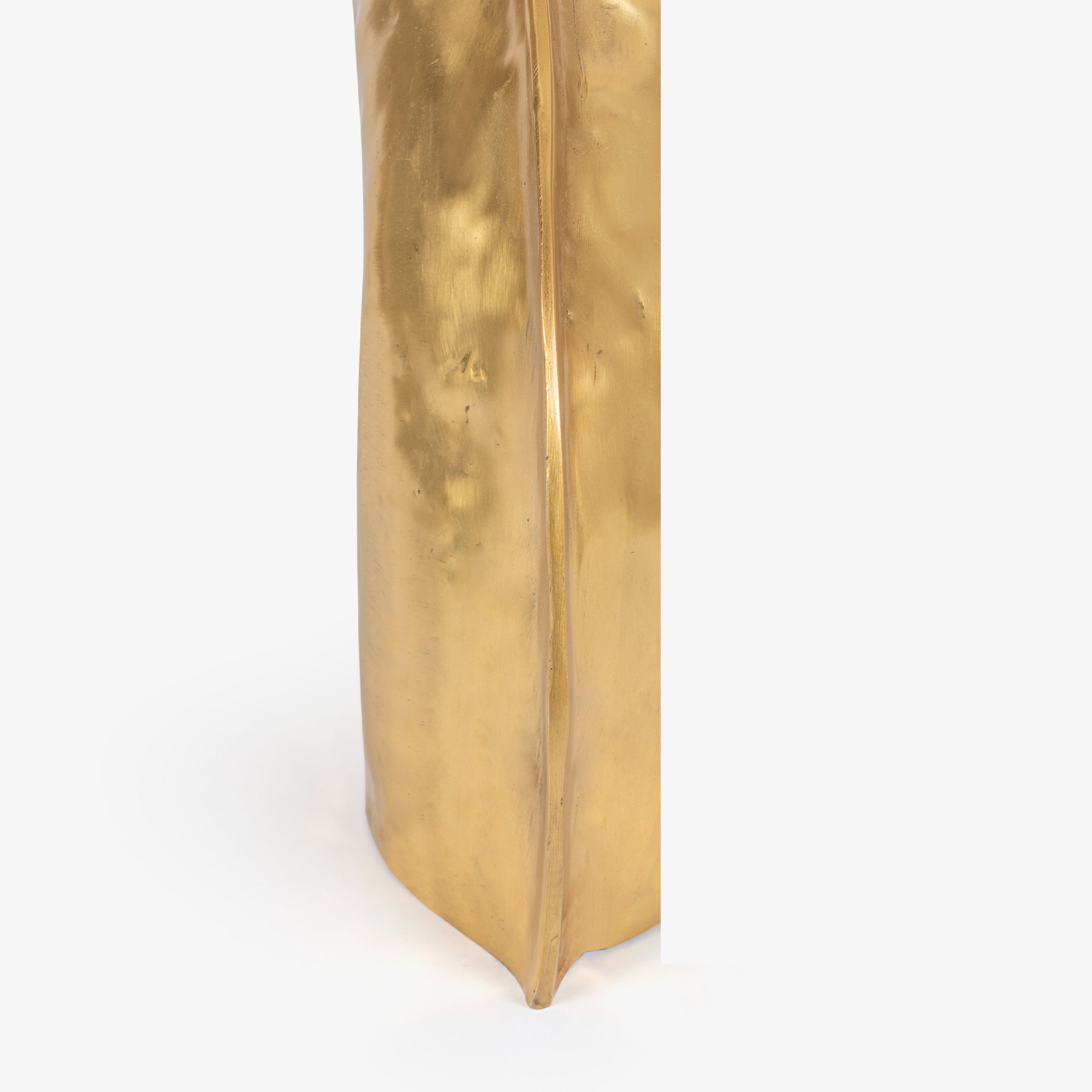 Polished gold circular base plate for stable use as bedroom side table lamps.