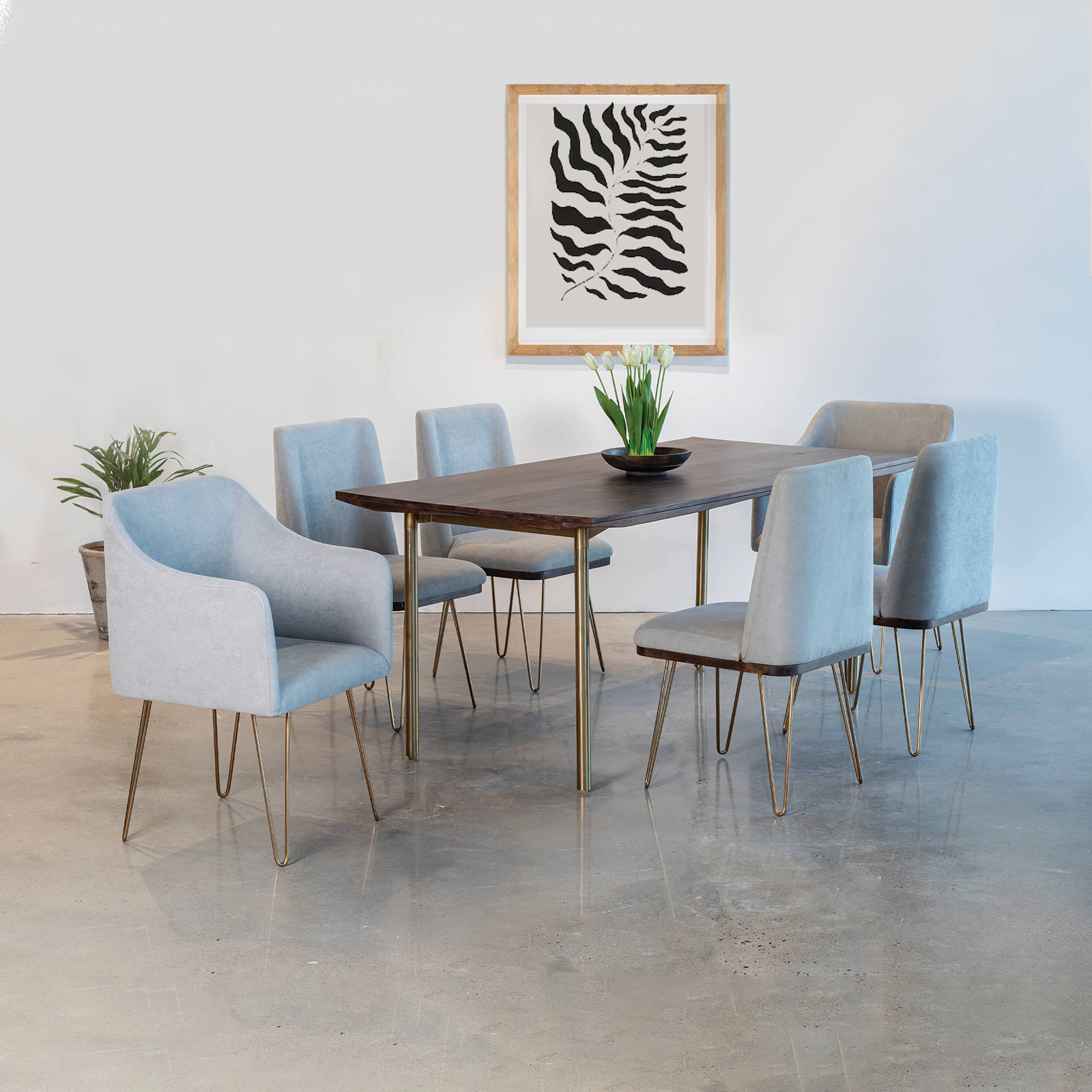 Barcelona Dining Table With 4 Without Arm and 2 Arms Chairs