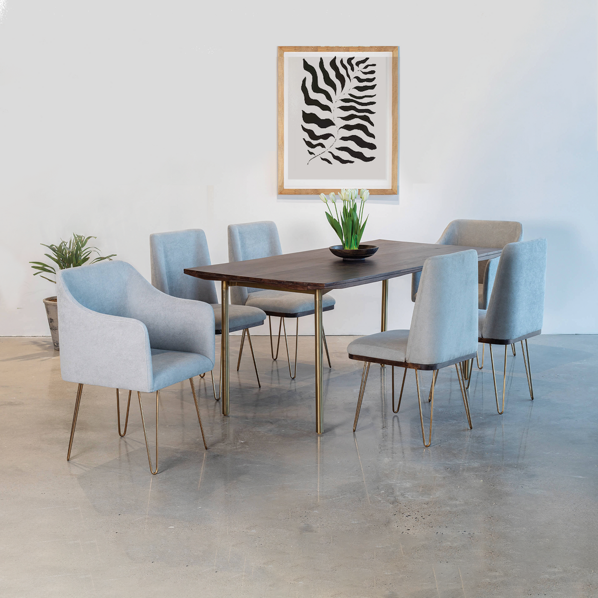 Barcelona Dining Table With 4 Without Arm and 2 Arms Chairs