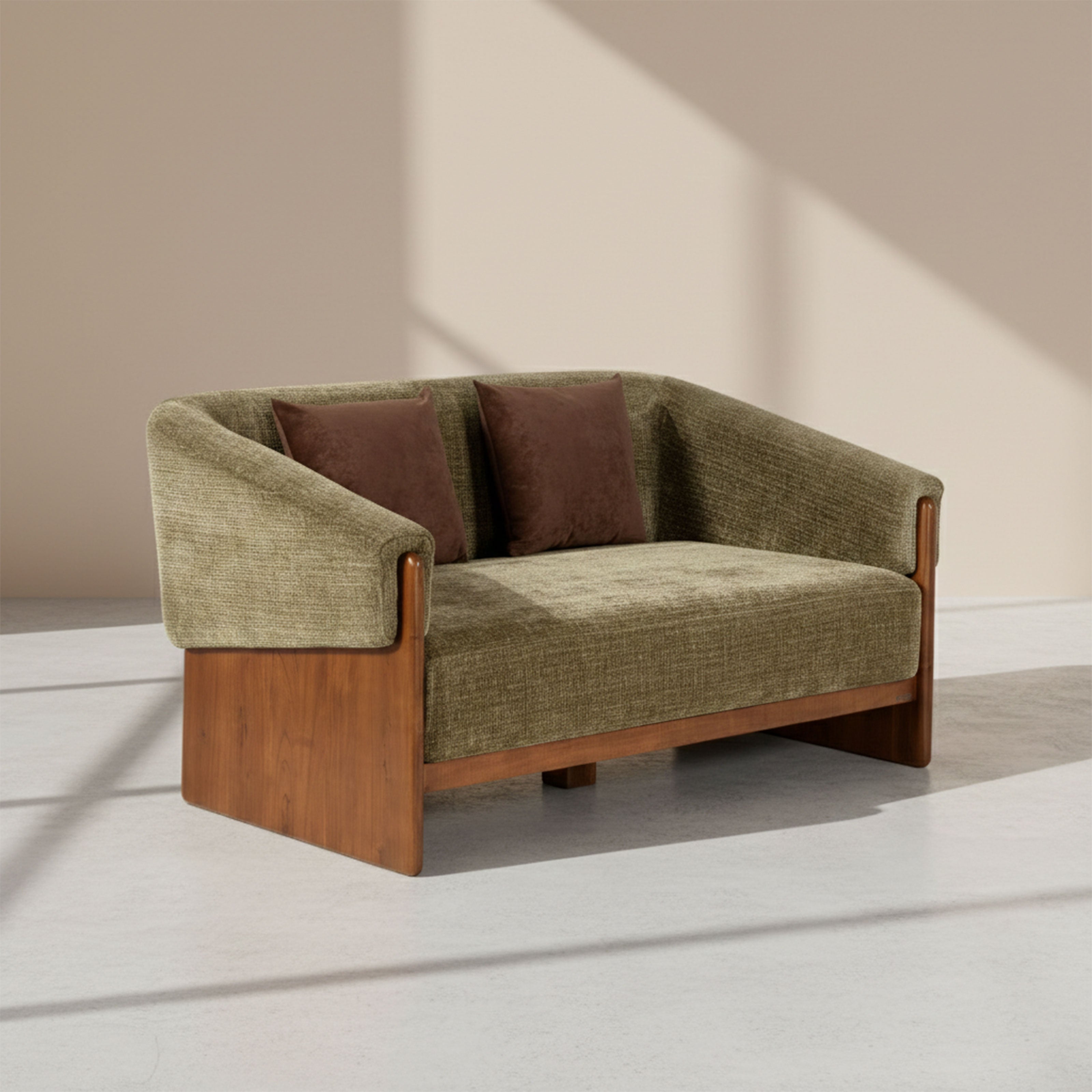 Green sofa on white background