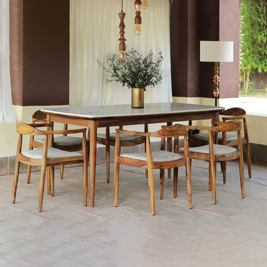 Dado Marble Top Dining Table with 6 Chairs. Orange Tree Home