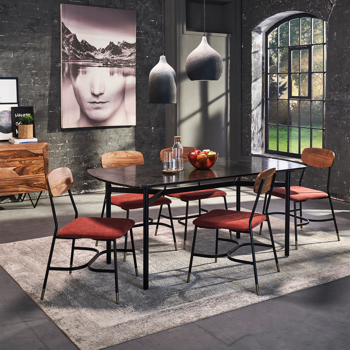 Ipiano Dining Table With 6 Chairs