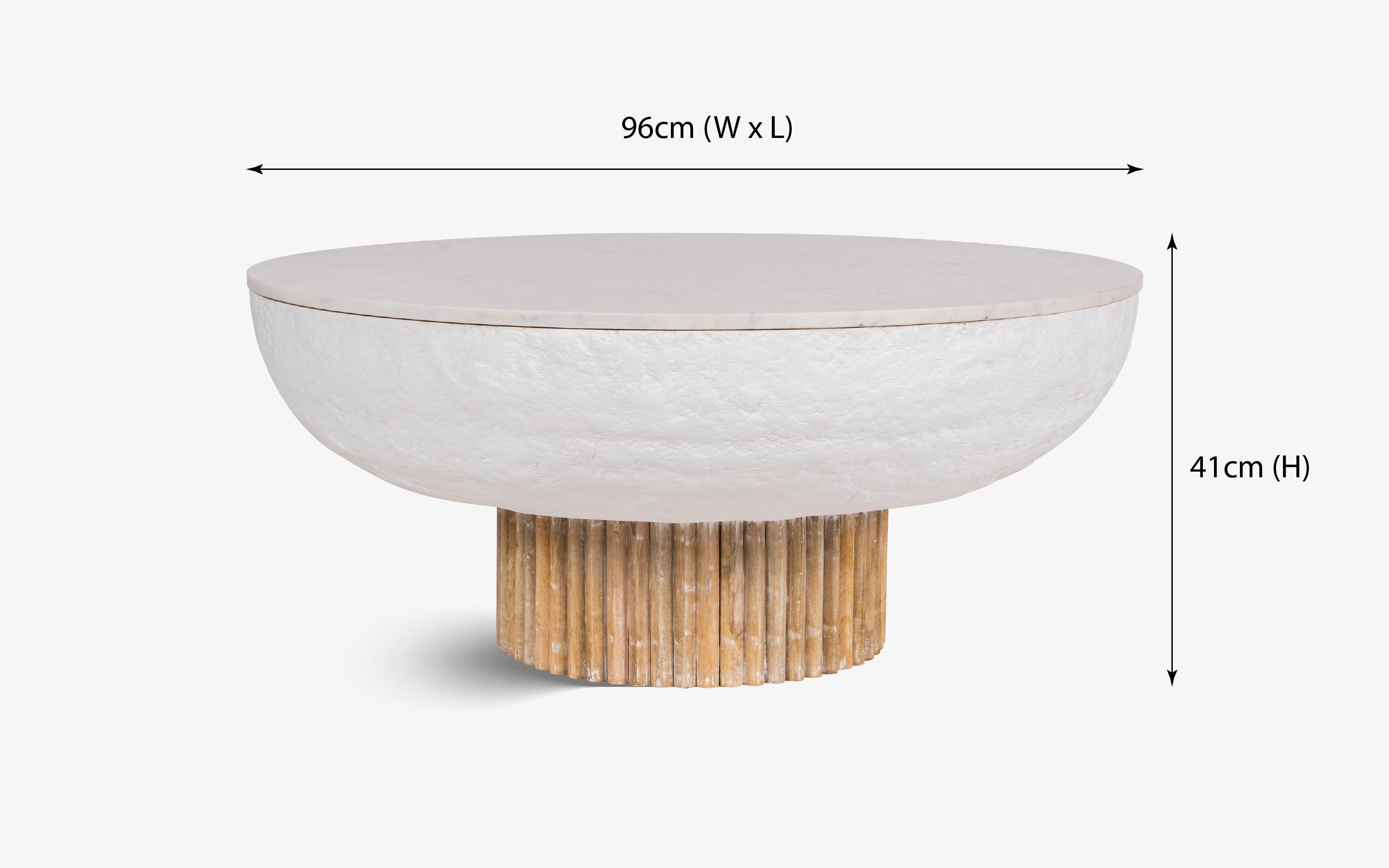 Buy Kaba White Marble Top Round Coffee Table - with white background - Orange Tree