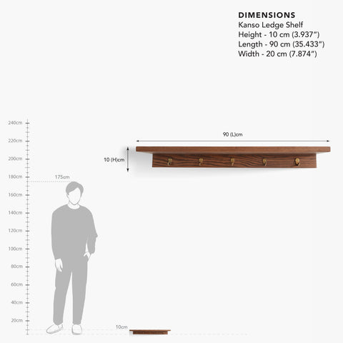 Kanso Ledge Shelf dimensions 90 x 20 x 10 cm by Orange Tree