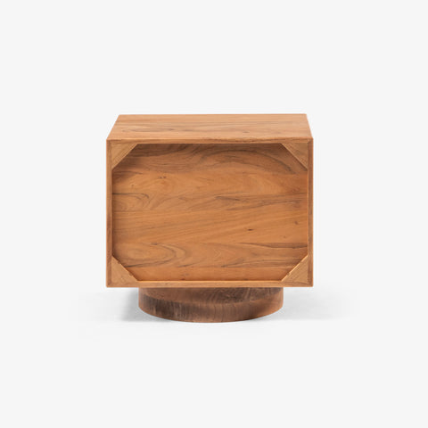 Back view of wood bedside table