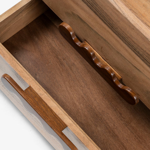 Interior of wood drawer