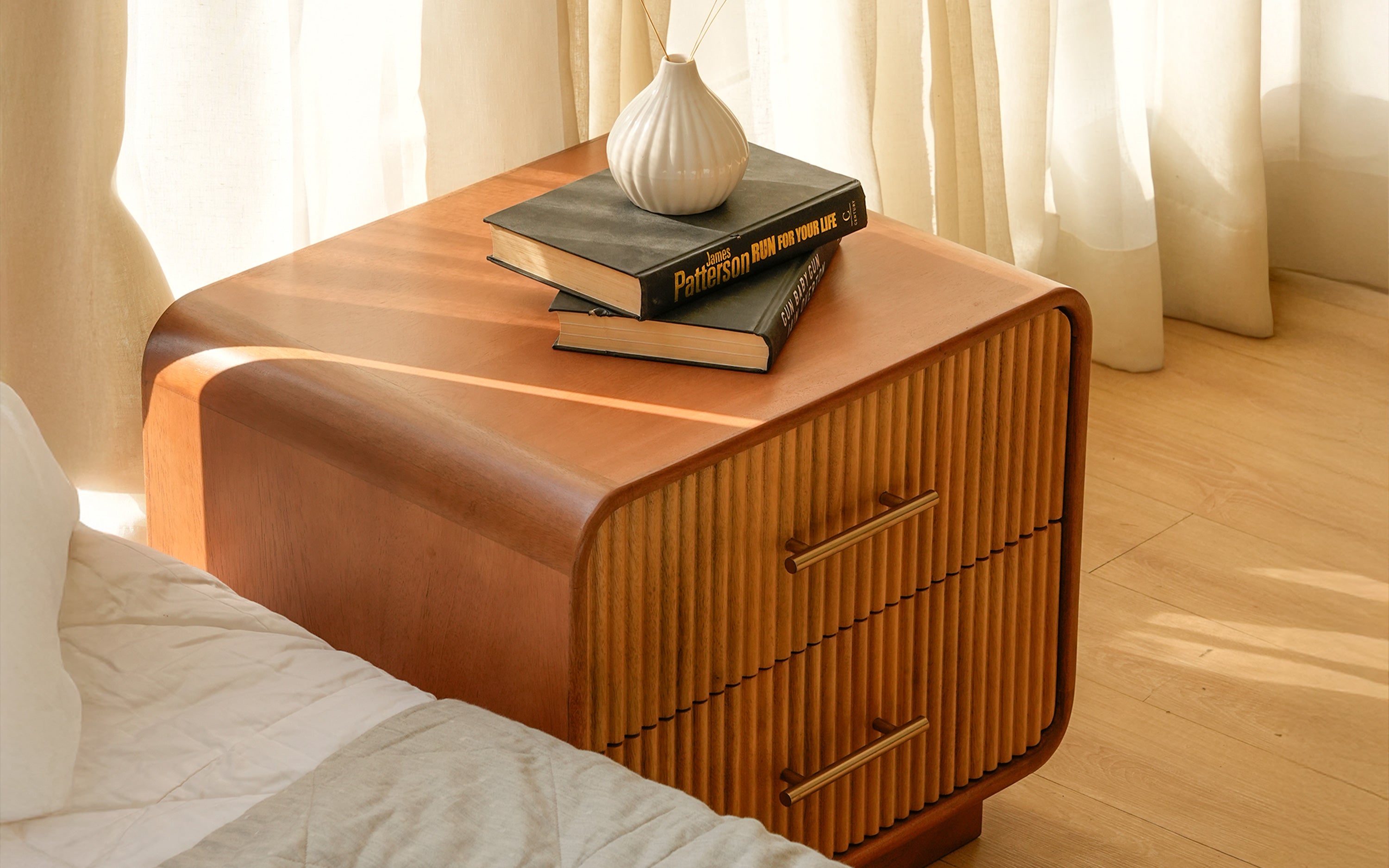 Linn Wooden Crockery Cabinet with 2 Drawers | Walnut Finish - Close shot - Orange Tree
