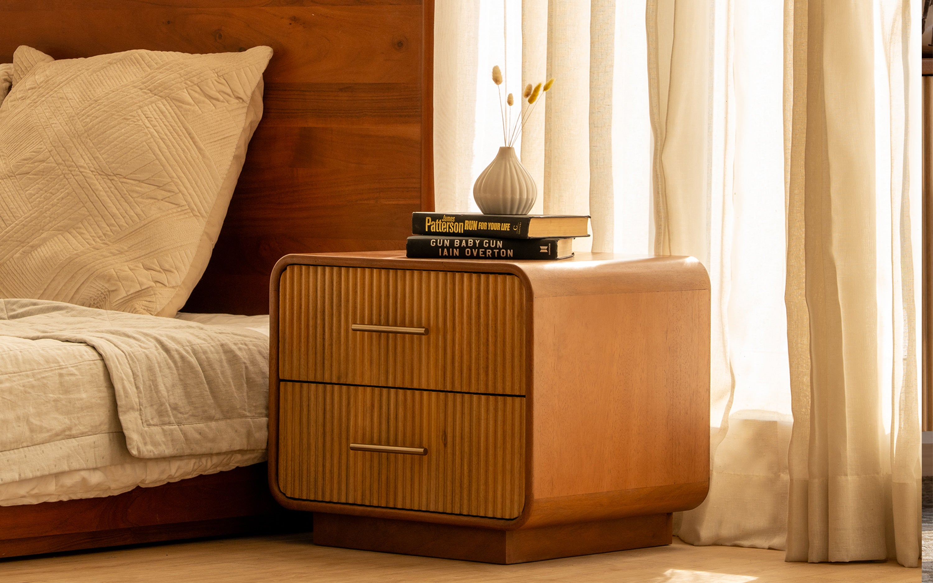 Linn Wooden Crockery Cabinet with 2 Drawers | Walnut Finish - Orange Tree