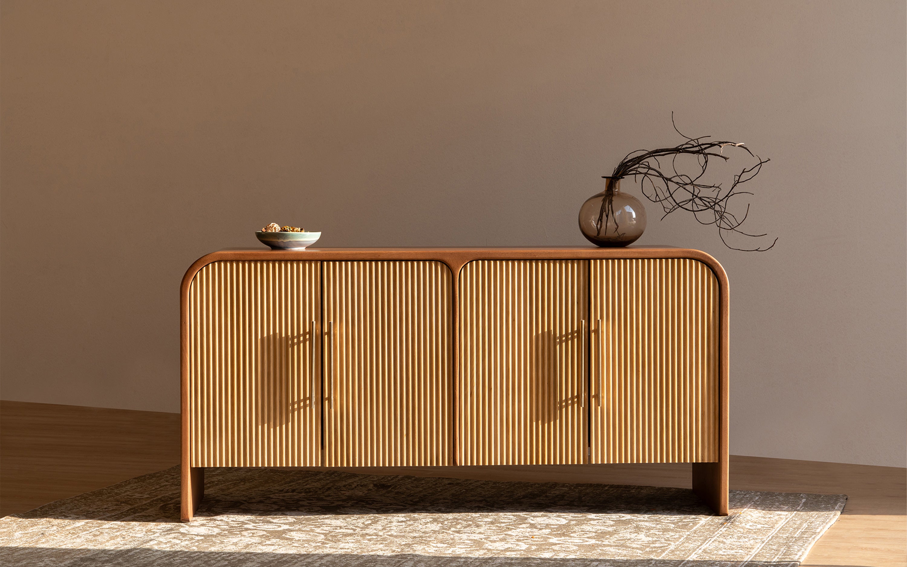 Linn Wooden Sideboard Cabinet with 2 Drawers | Mango Wood - Orange Tree