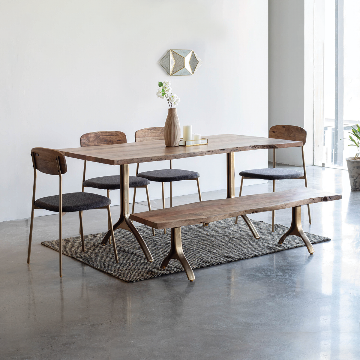 Yoho Dining Table With 4 Chairs and Bench