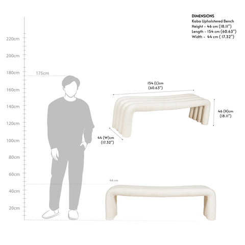 Kaba Curved Upholstered Bench