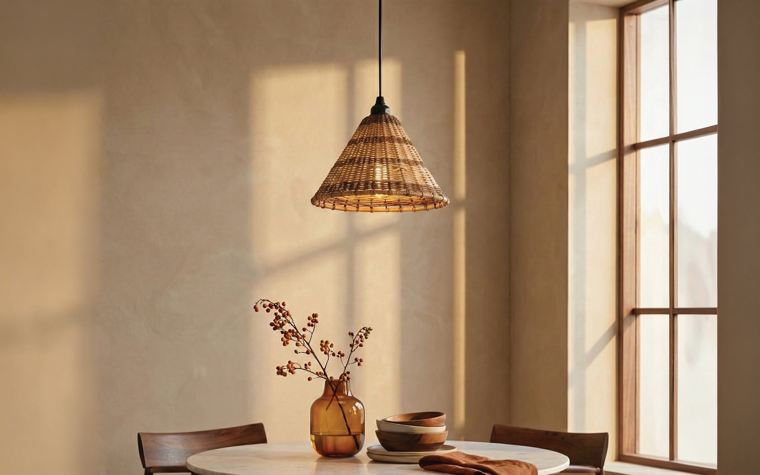 Buy Japon Conical Cane Hanging Lamp - Orange Tree