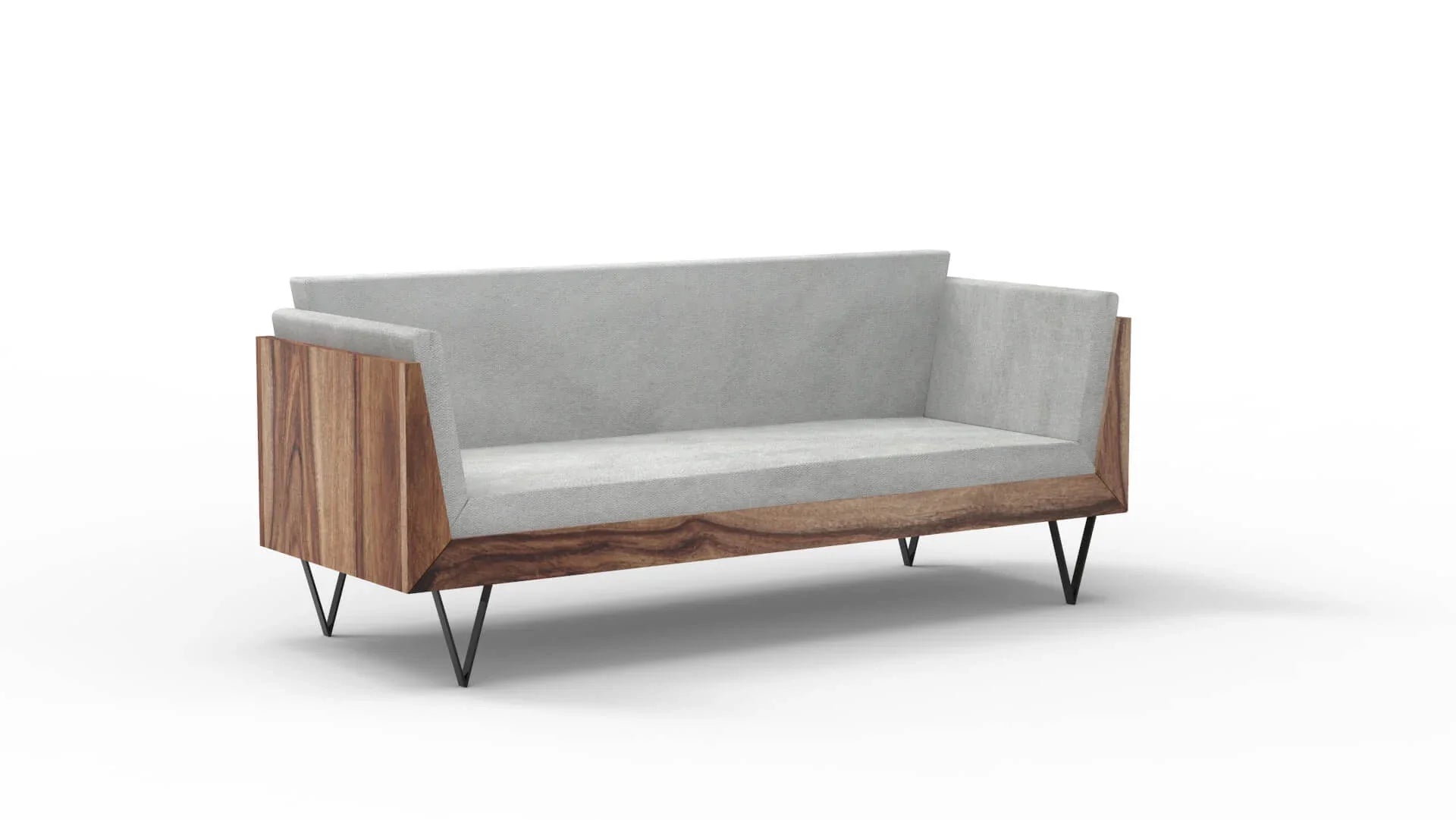 Metric 3 Seater Sheesham Wood Brown Sofa​ - with white background - Orange Tree
