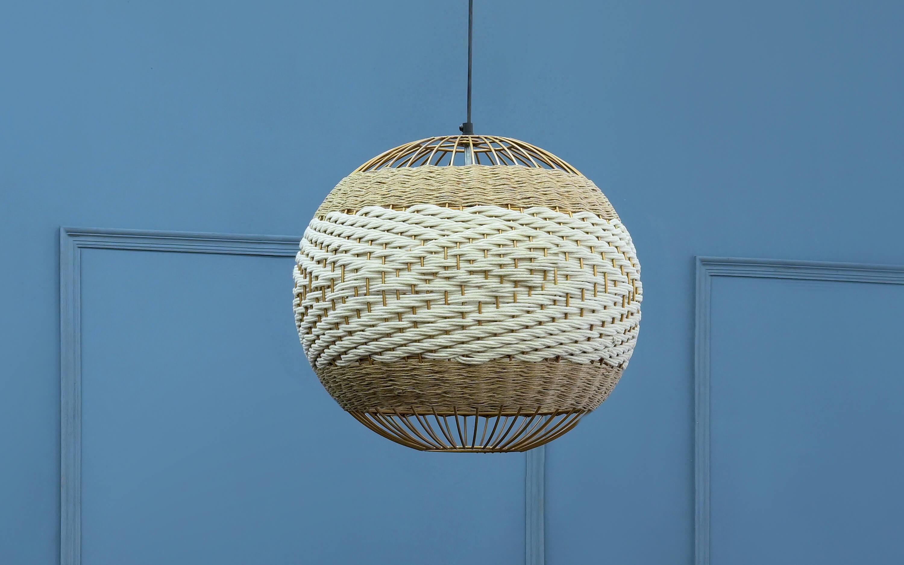 Buy Aarna Round Sisal Fibre Hanging Lamp for Home - Orange Tree