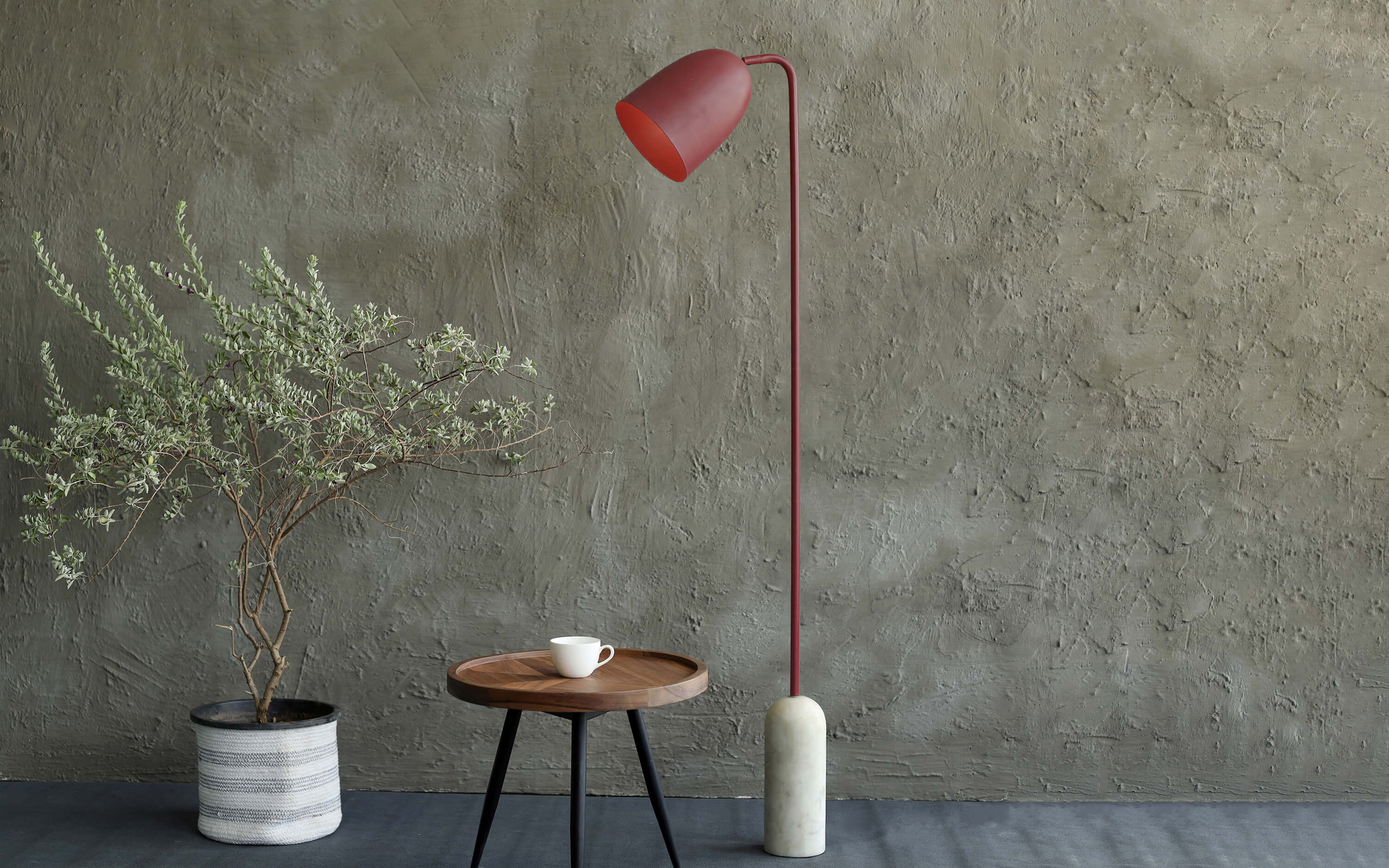 Cusp Arc Floor Lamp Red Finish - Main Image