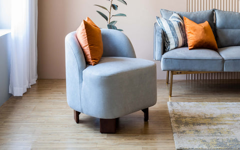 Extra Spacious Maru Lounge Chair for bedroom. Premium Quality Cushion- Orange Tree Home Pvt. Ltd.