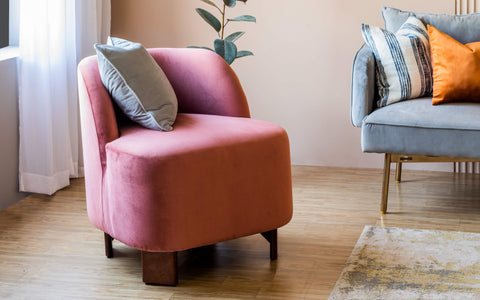Maru Pink Color Lounge Chair, Round Shape and Soft Cushion - Orange Tree Home Pvt. Ltd.