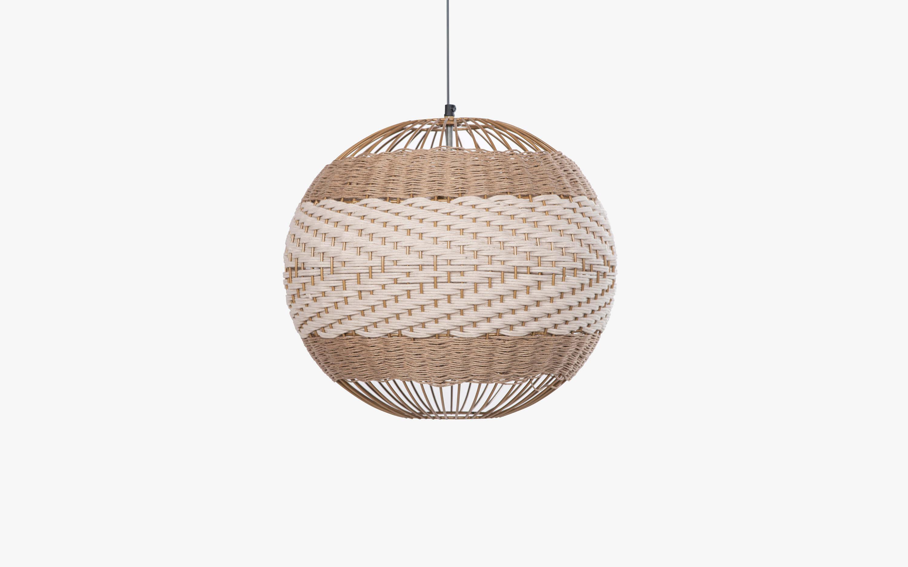 Buy Aarna Round Sisal Fibre Hanging Lamp for Home - with white background - Orange Tree