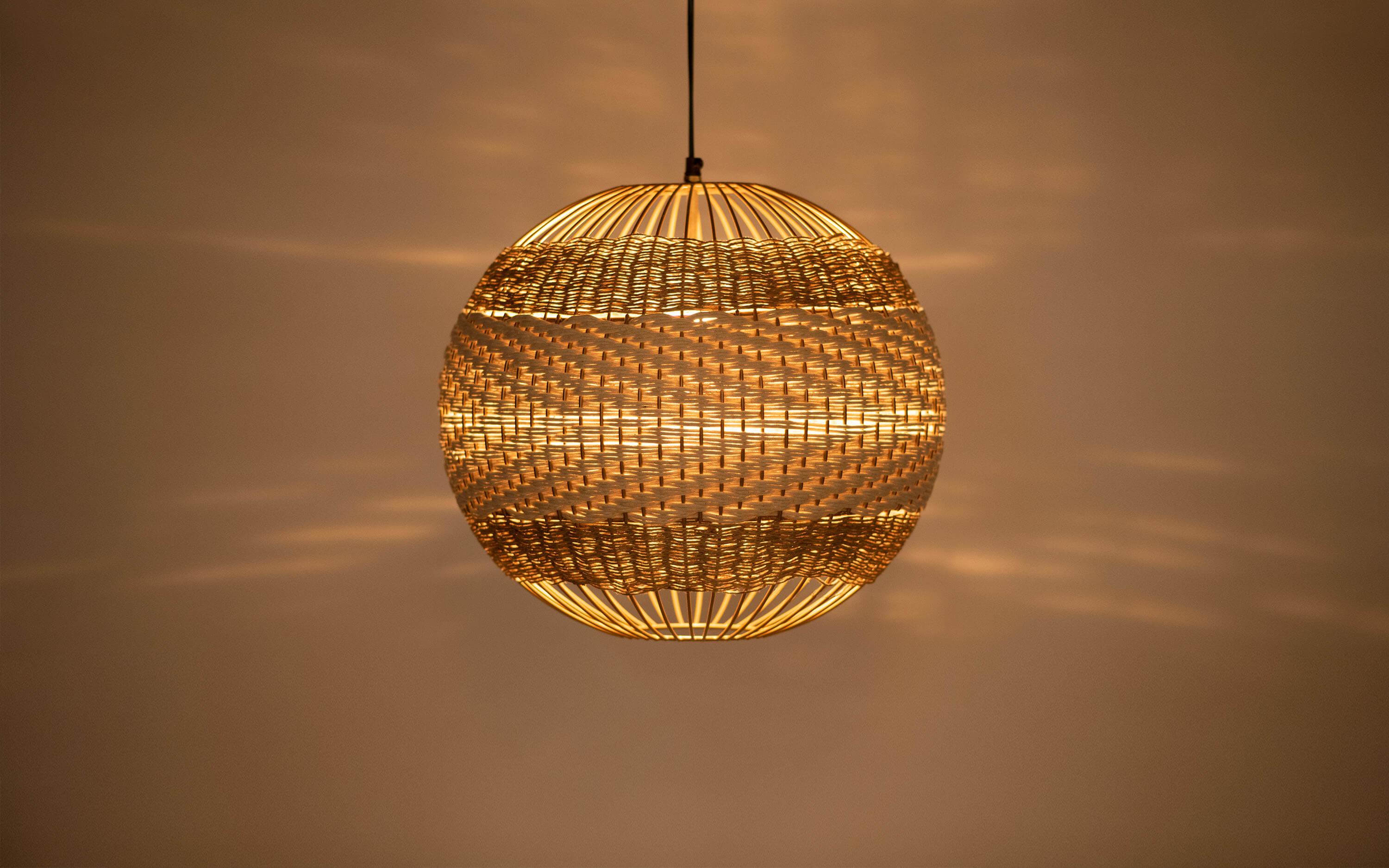 Buy Aarna Round Sisal Fibre Hanging Lamp for Home - with white background - Orange Tree