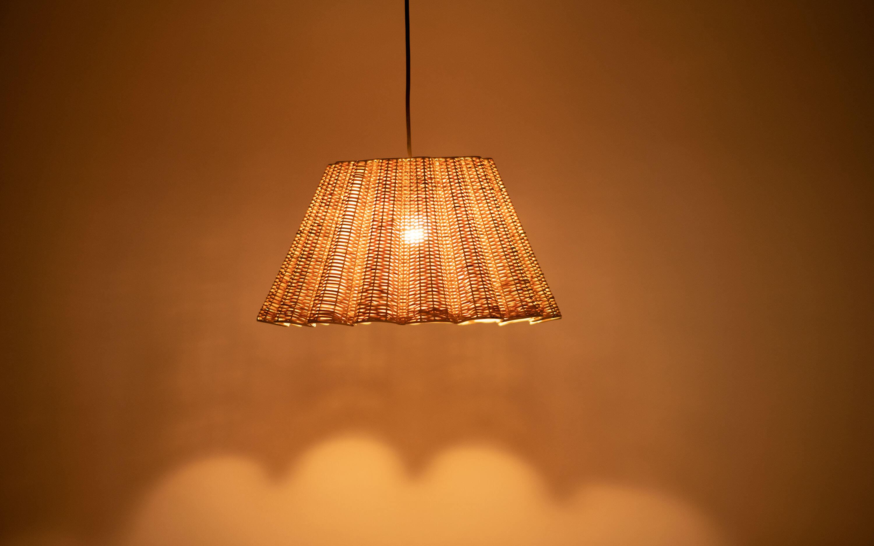 Buy Punkhe Conical Cane Hanging Light - with white background - Orange Tree