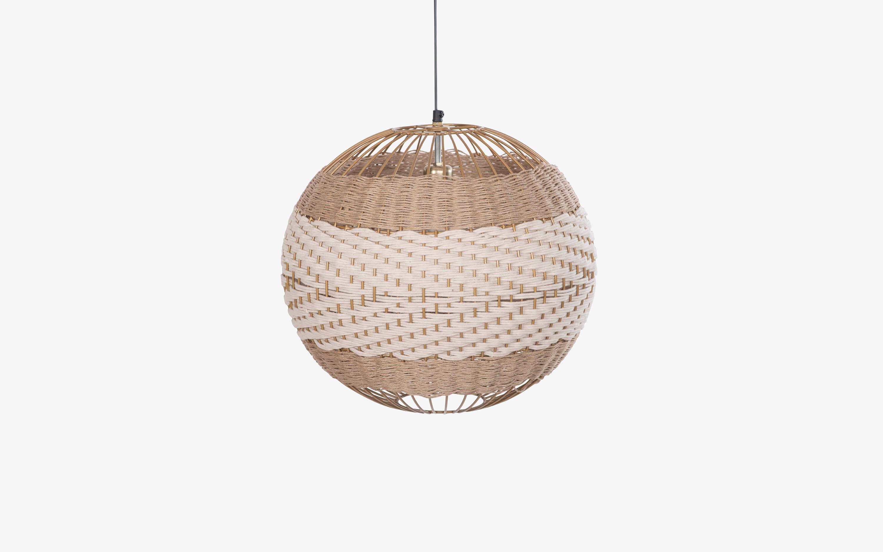 Buy Aarna Round Sisal Fibre Hanging Lamp for Home - Close shot - from upper angle - Orange Tree