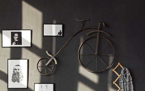 Bike wall decor white copper