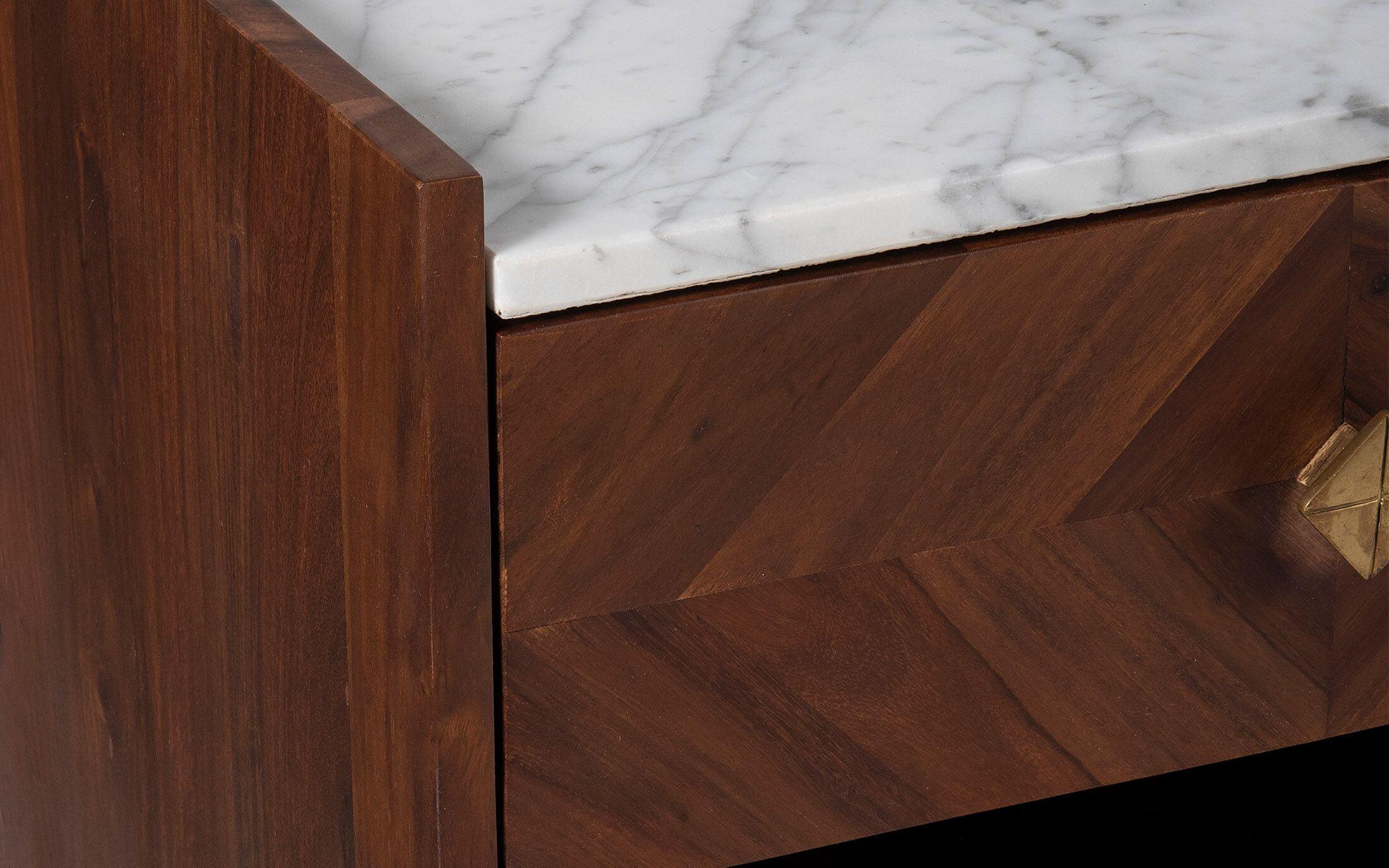 Buy Dado Marble Top Bedside Table with 1 Drawer - with white background - Orange Tree