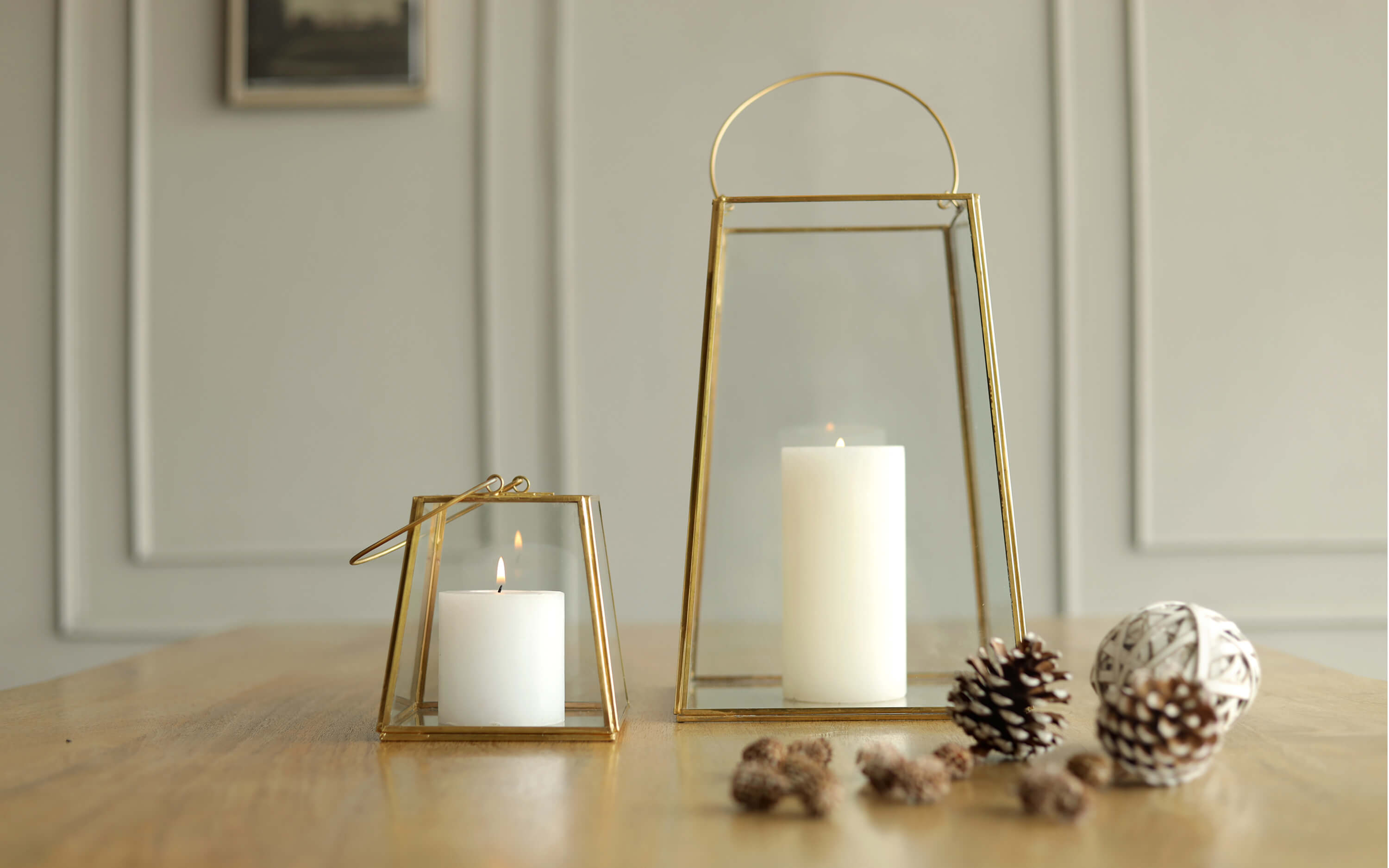 Anna Decorative Candle Lantern Small - Close shot - from right angle - Orange Tree