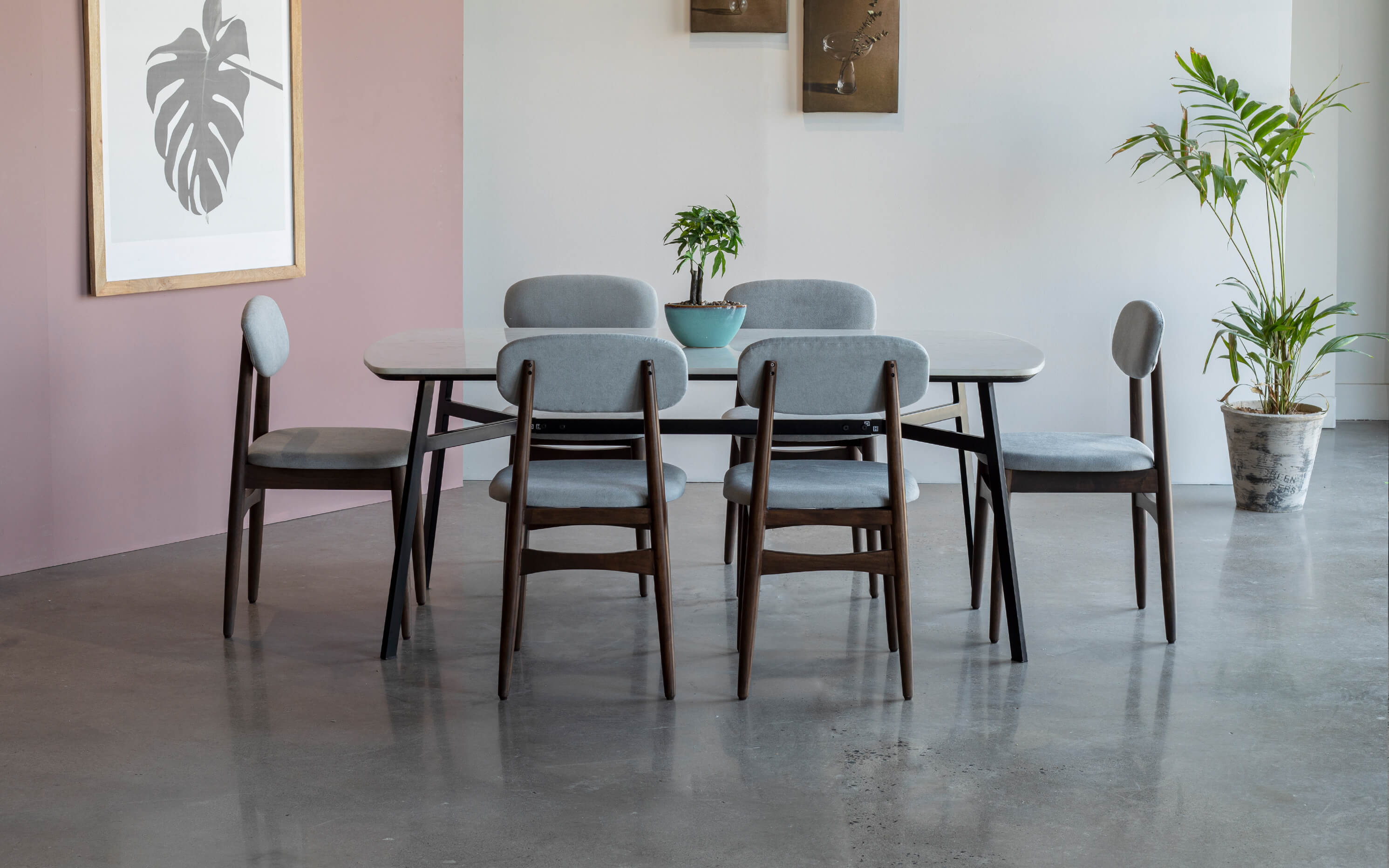 Acme Marble Top Dining Table with 6 chairs. Orange Tree Home