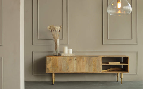 Art Deco Wooden TV Unit with Storage - Orange Tree 