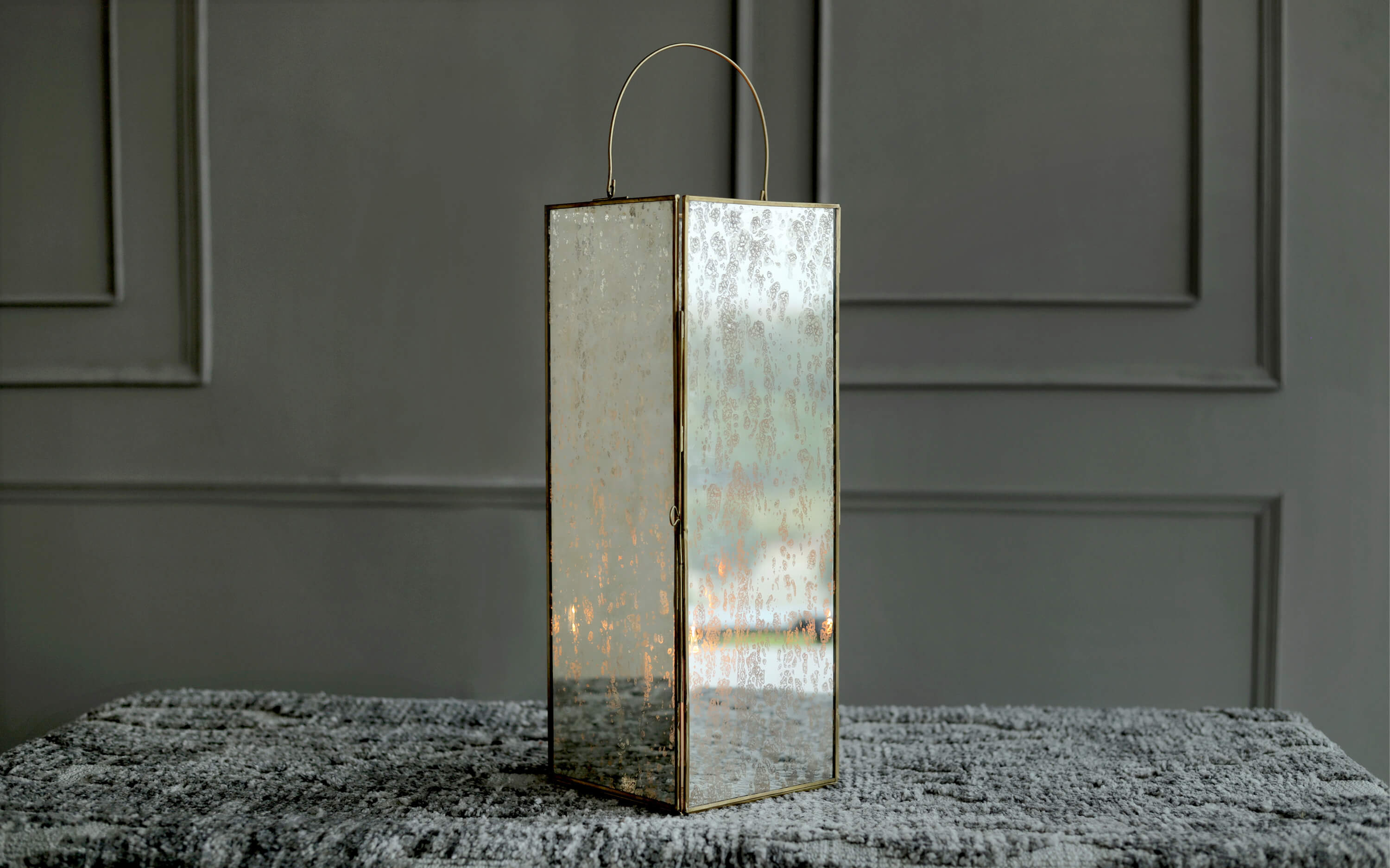 Hera Brass Candle Lantern Lamp Medium - Orange Tree