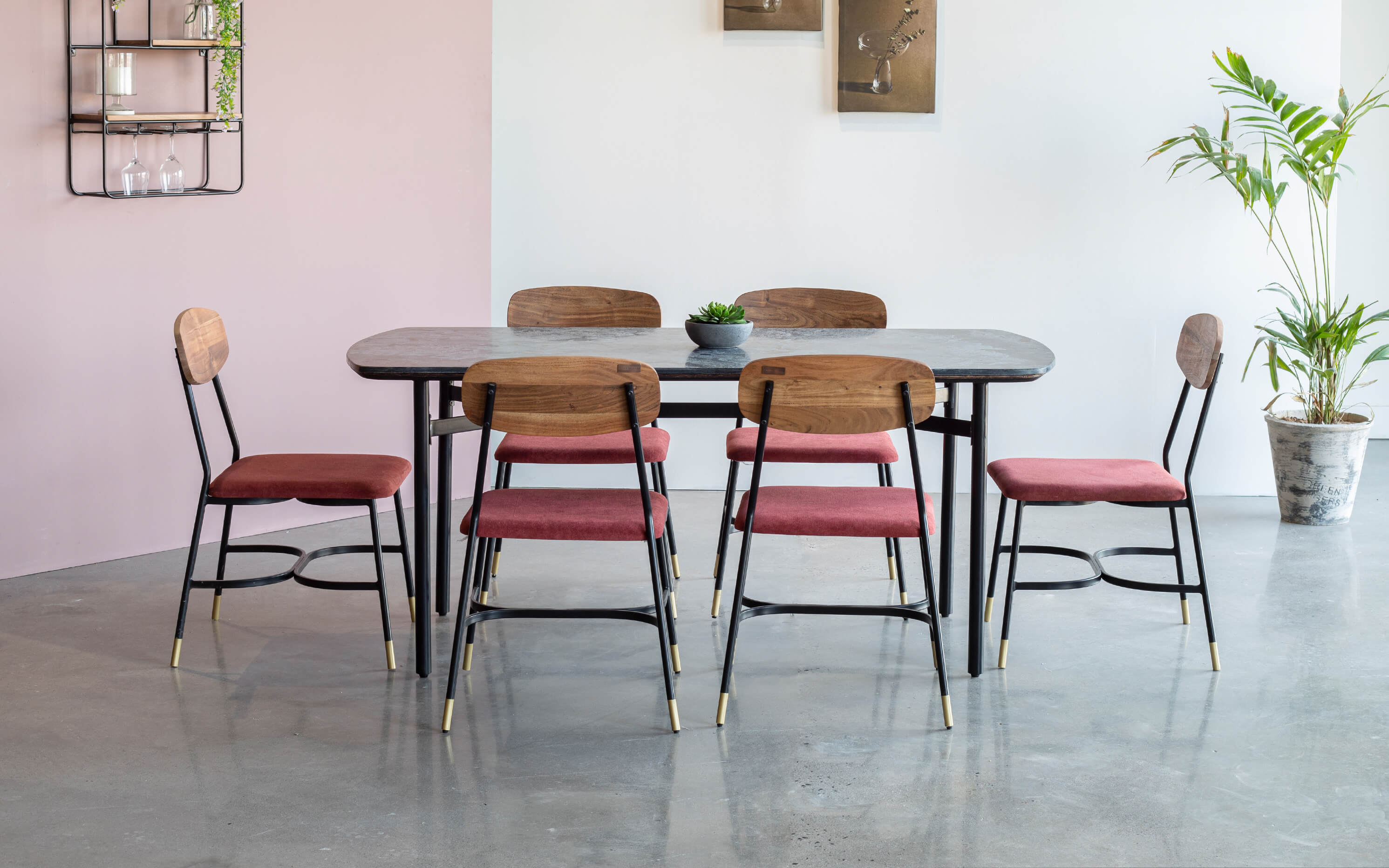 Ipiano Marble Top Dining Table With 6 Chairs. Orange Tree Home