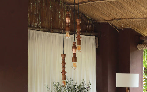 Jodha Copper Cluster Hanging Lamp - Orange Tree Home Pvt. Ltd.
