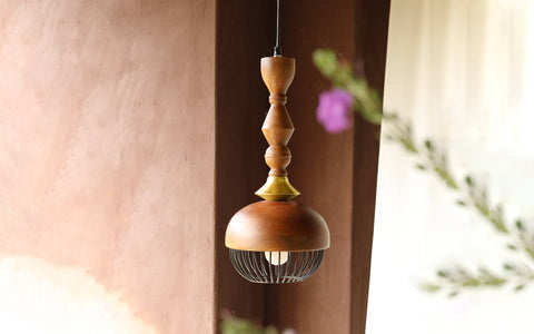 Jodha Gold Hanging Lamp Tall - Orange Tree Home Pvt. Ltd.