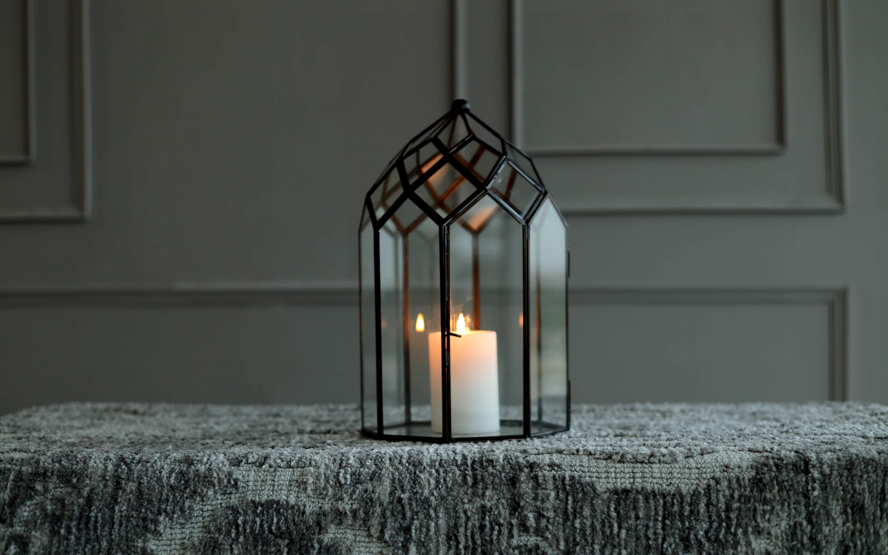 June Glass Candle Lantern Lamp - Orange Tree