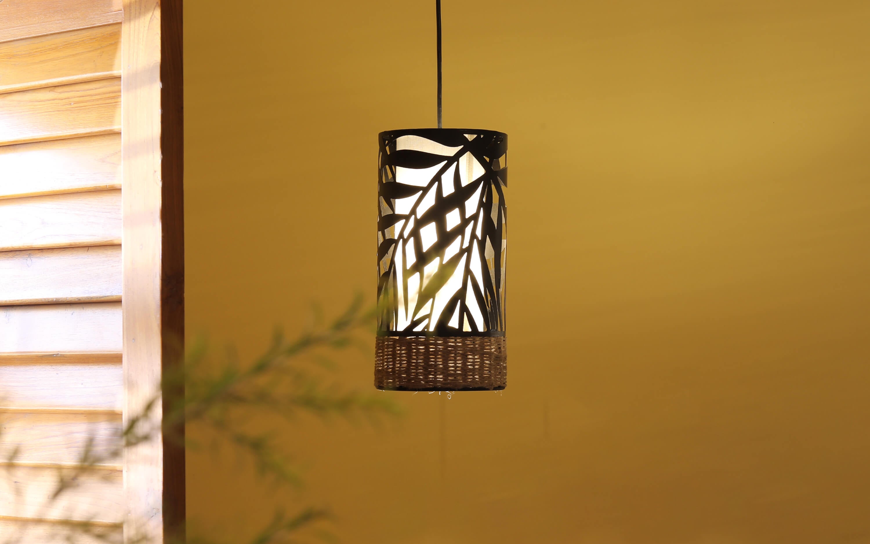 Buy Kinara Cylindrical Metal Hanging Lamp for Living Room - Orange Tree