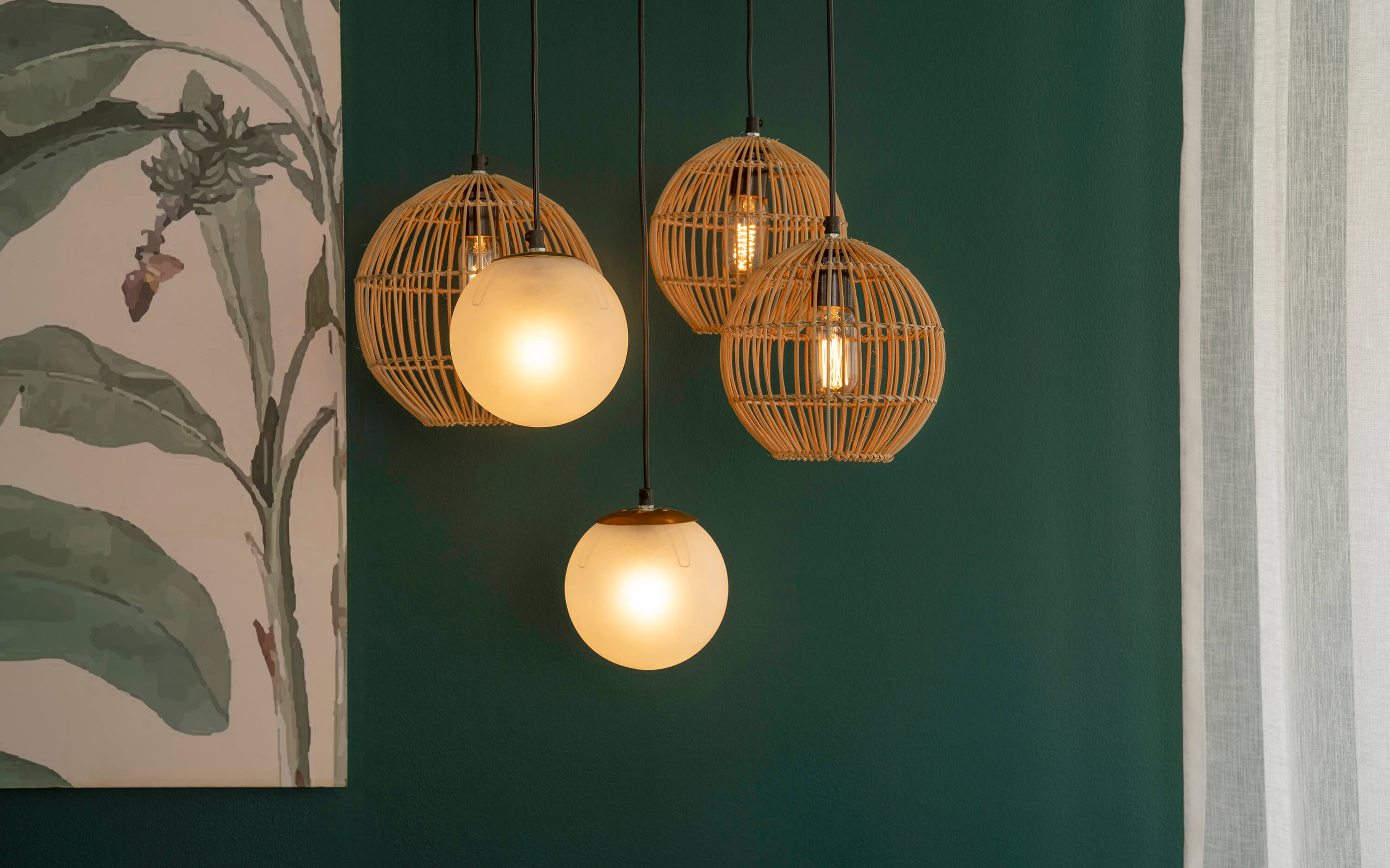 Nymph Circular Cluster Of 5 Hanging Lamp - Orange Tree Home Pvt. Ltd.