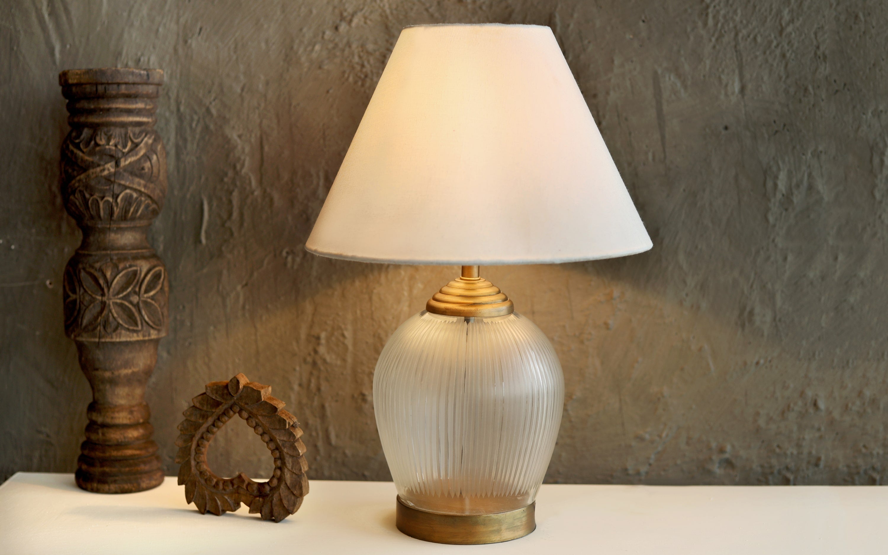 Ribu Antique Glass Bedside Table Lamp - Orange Tree